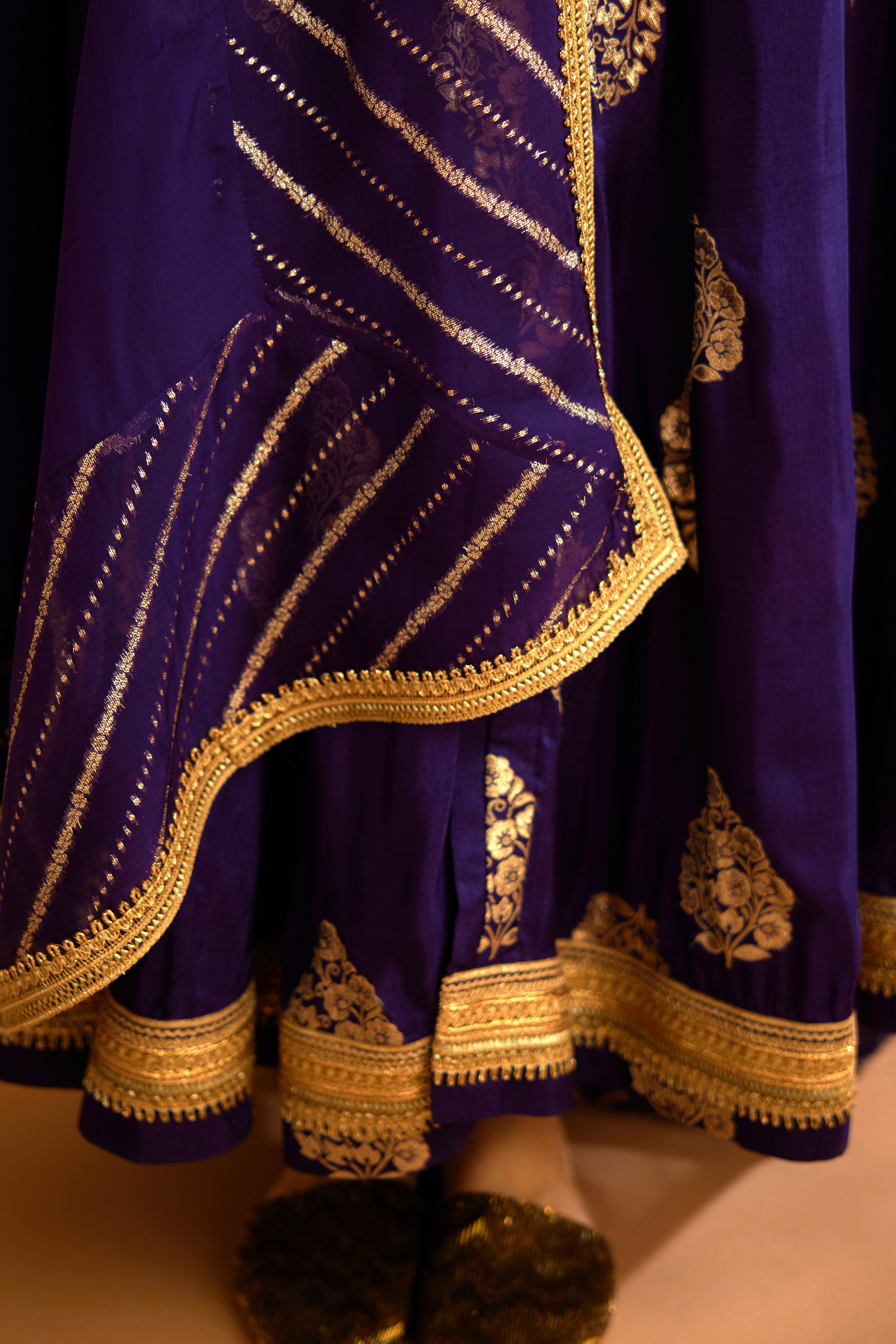 Dark Purple Anarkali Set