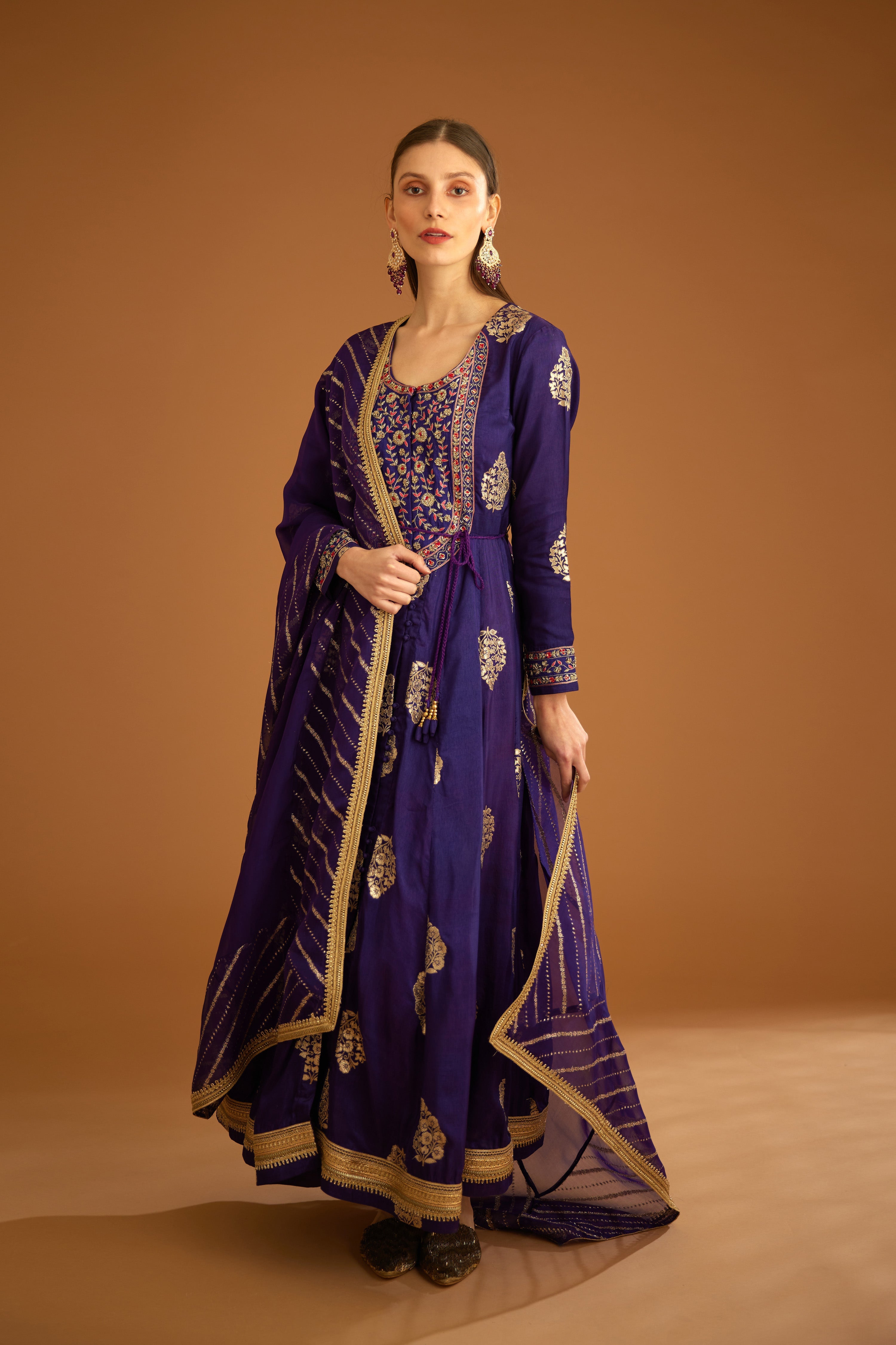 Dark Purple Anarkali Set