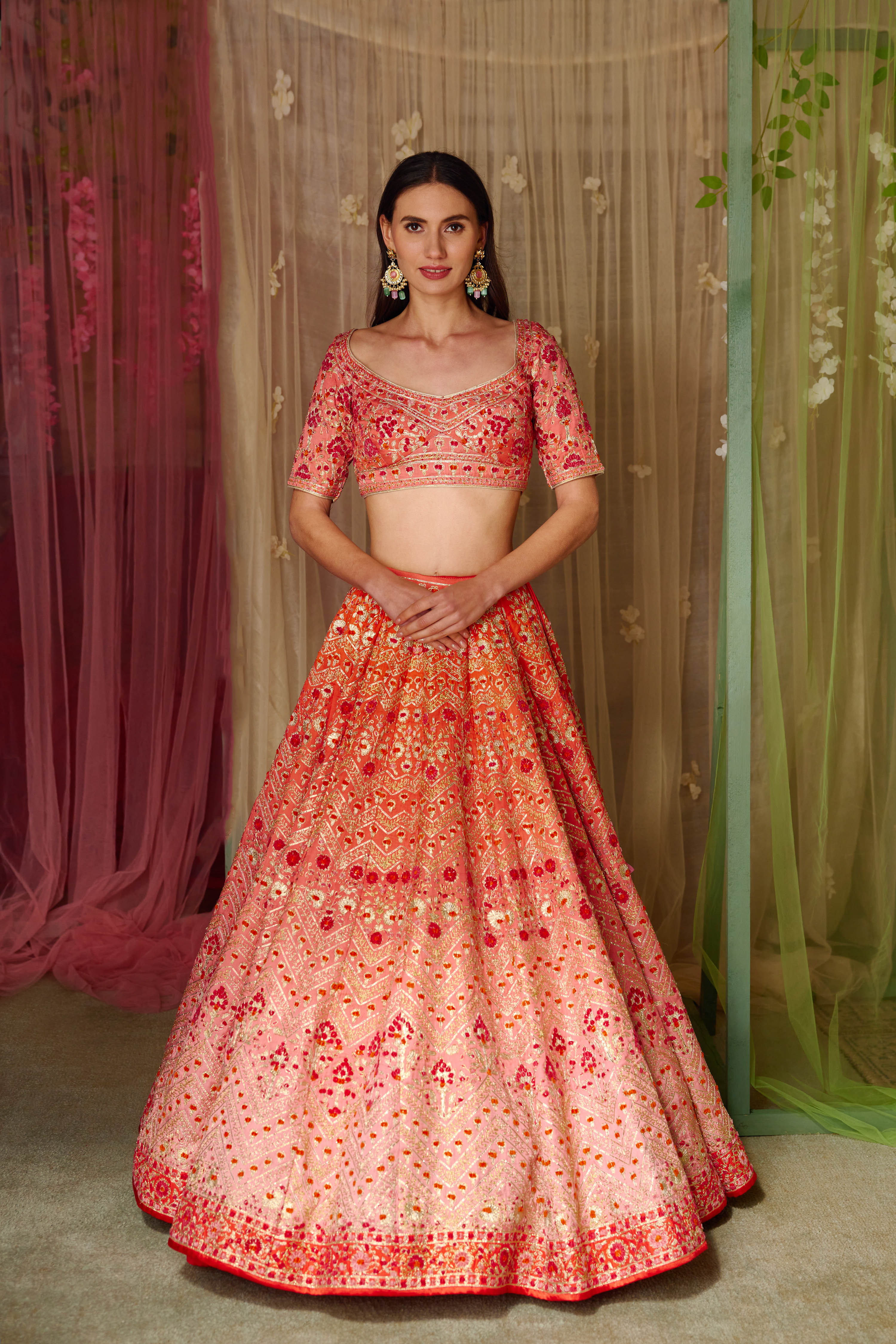 Orange-Red Lehenga Set