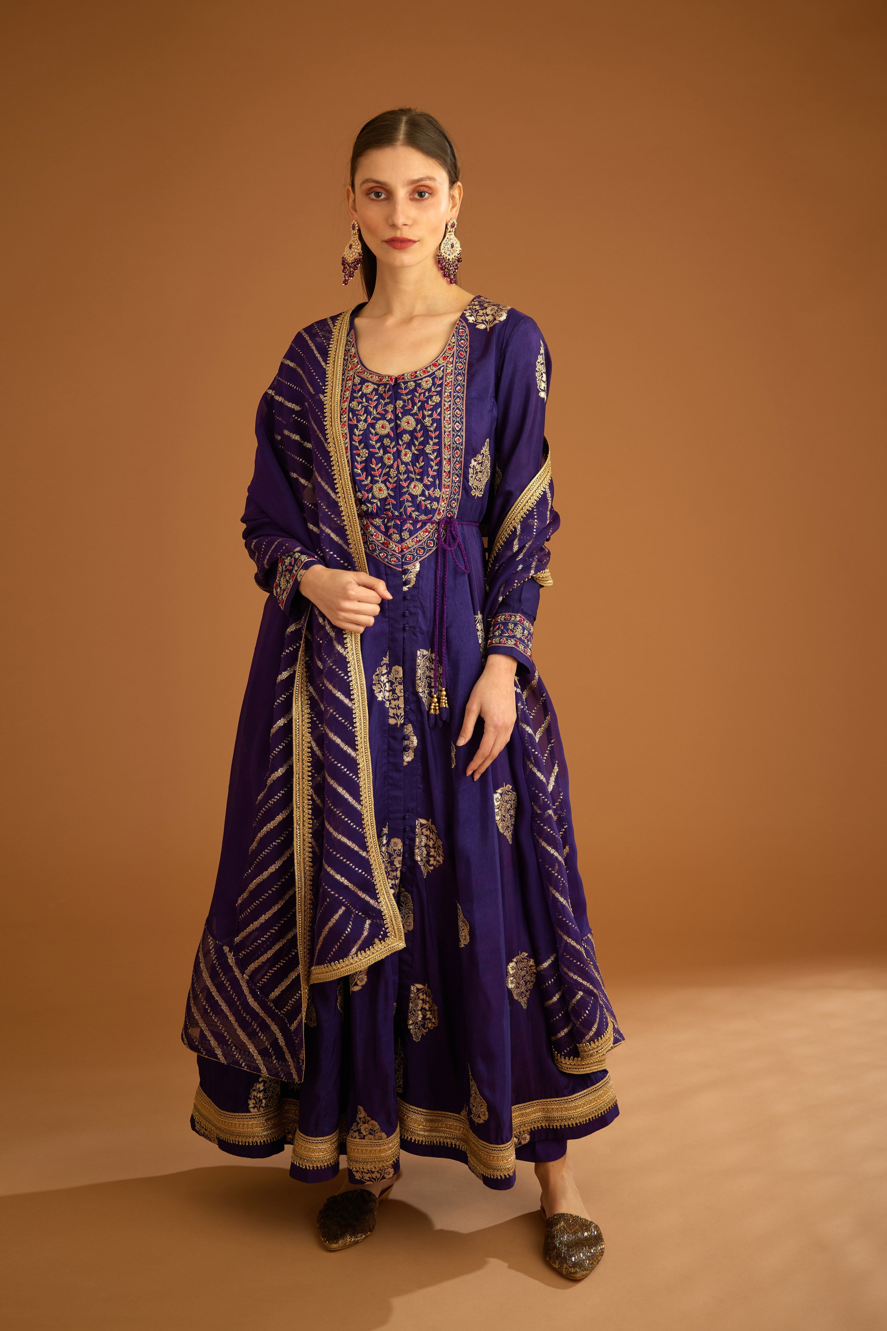 Dark Purple Anarkali Set