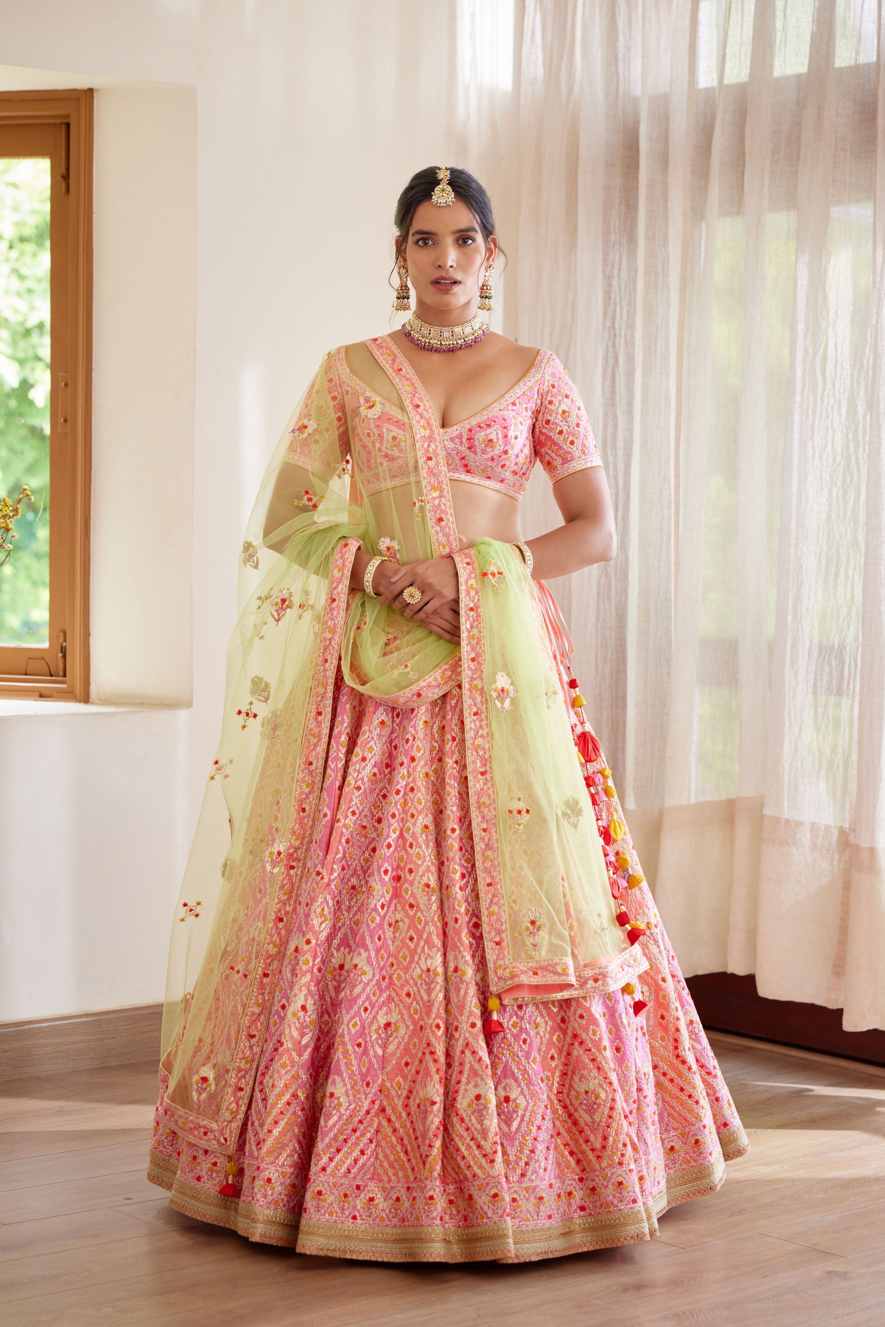 Coral Pink Lehenga Set