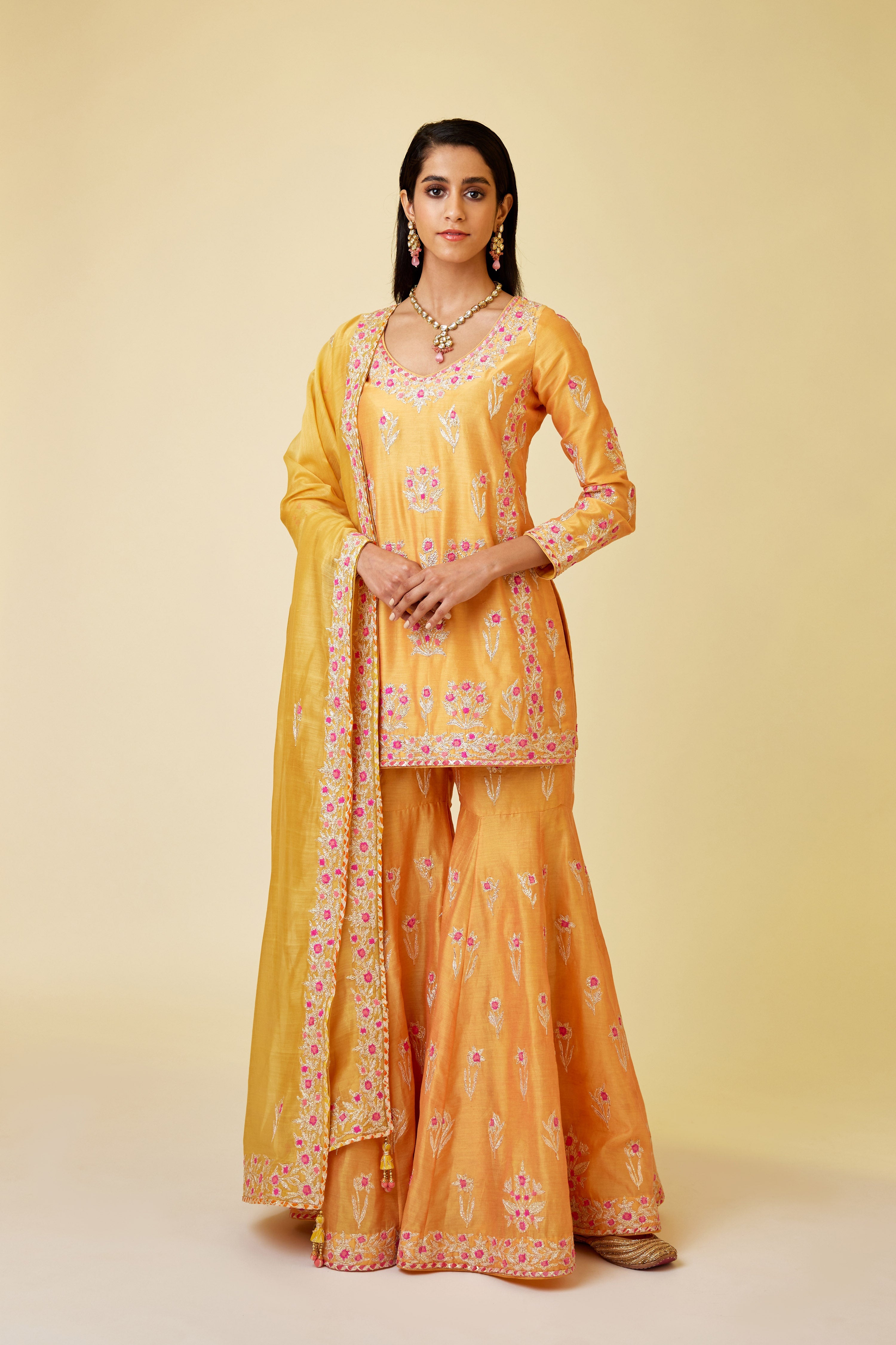 Saffron Orange Sharara Set
