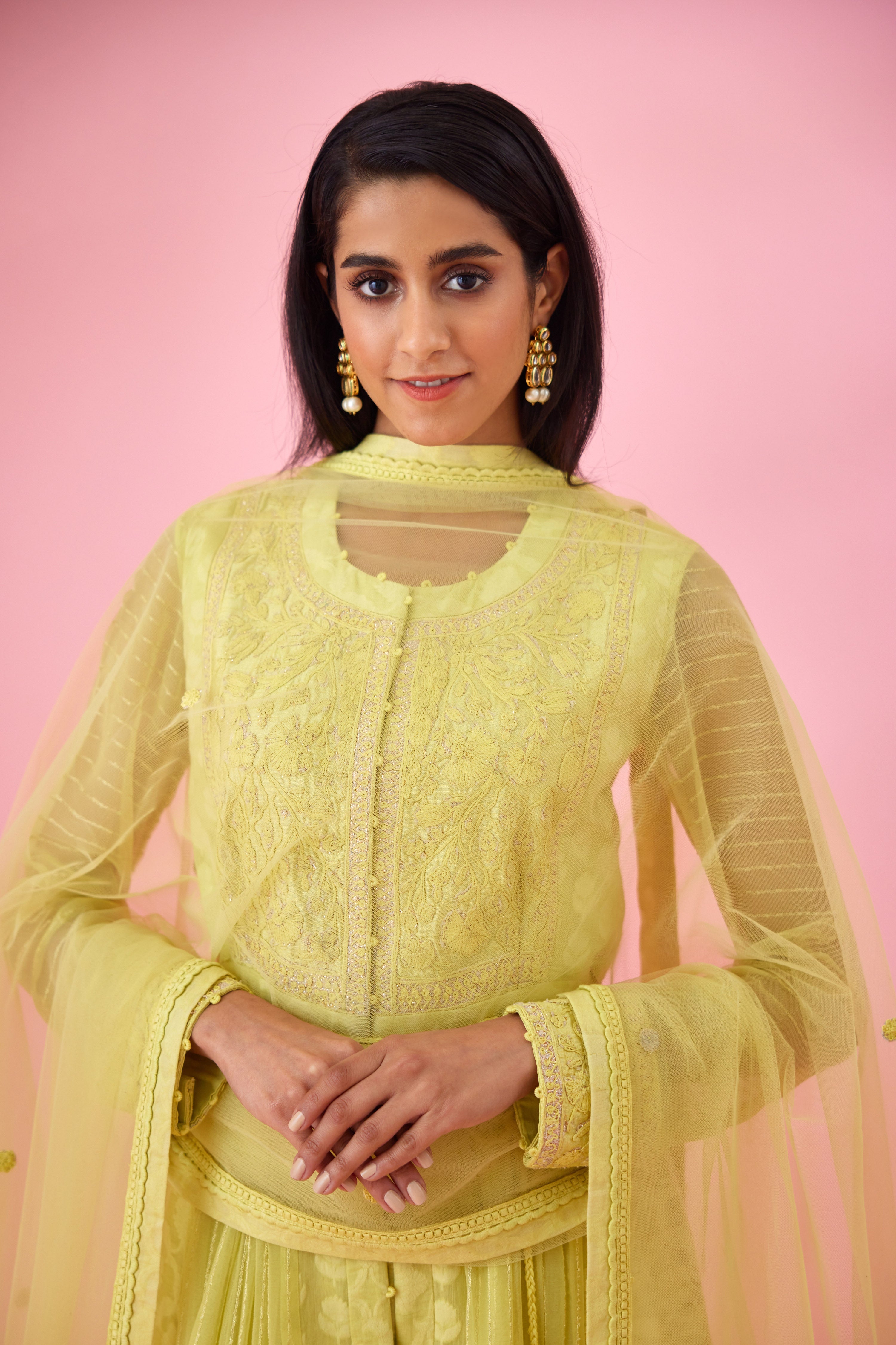 Lemon Yellow Anarkali Set