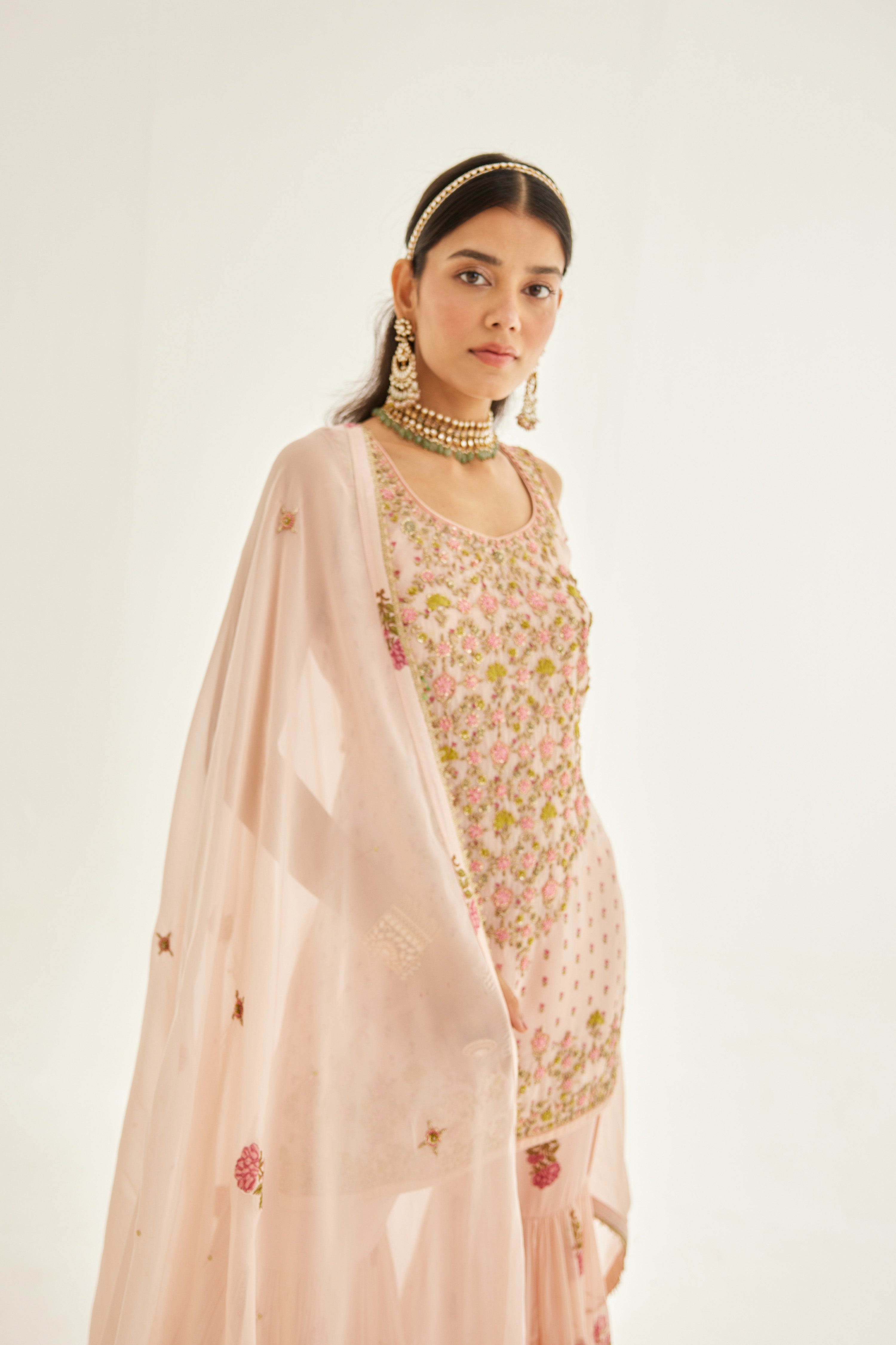 Shell Pink Sharara Set