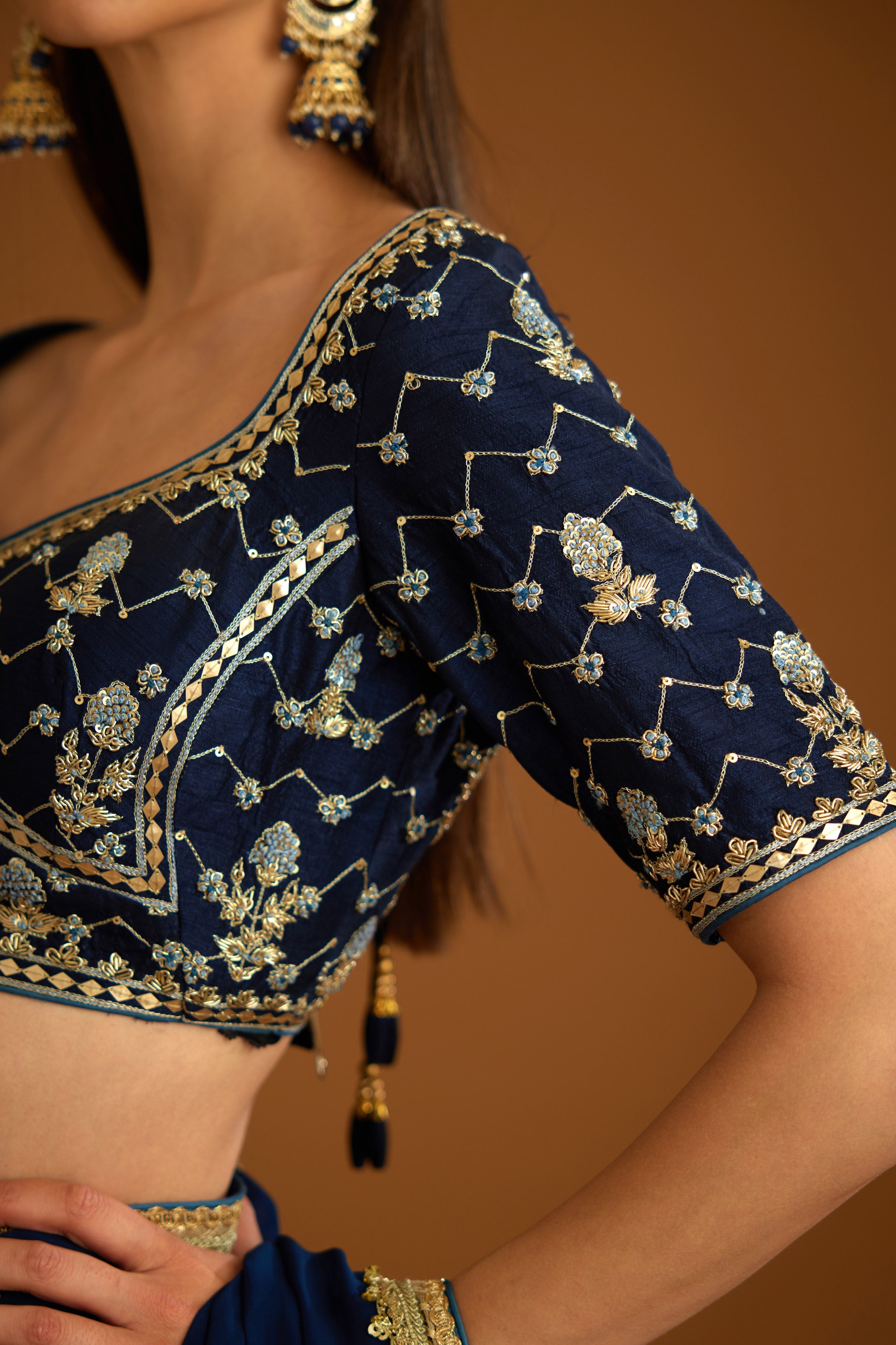 Midnight Blue Saree Set