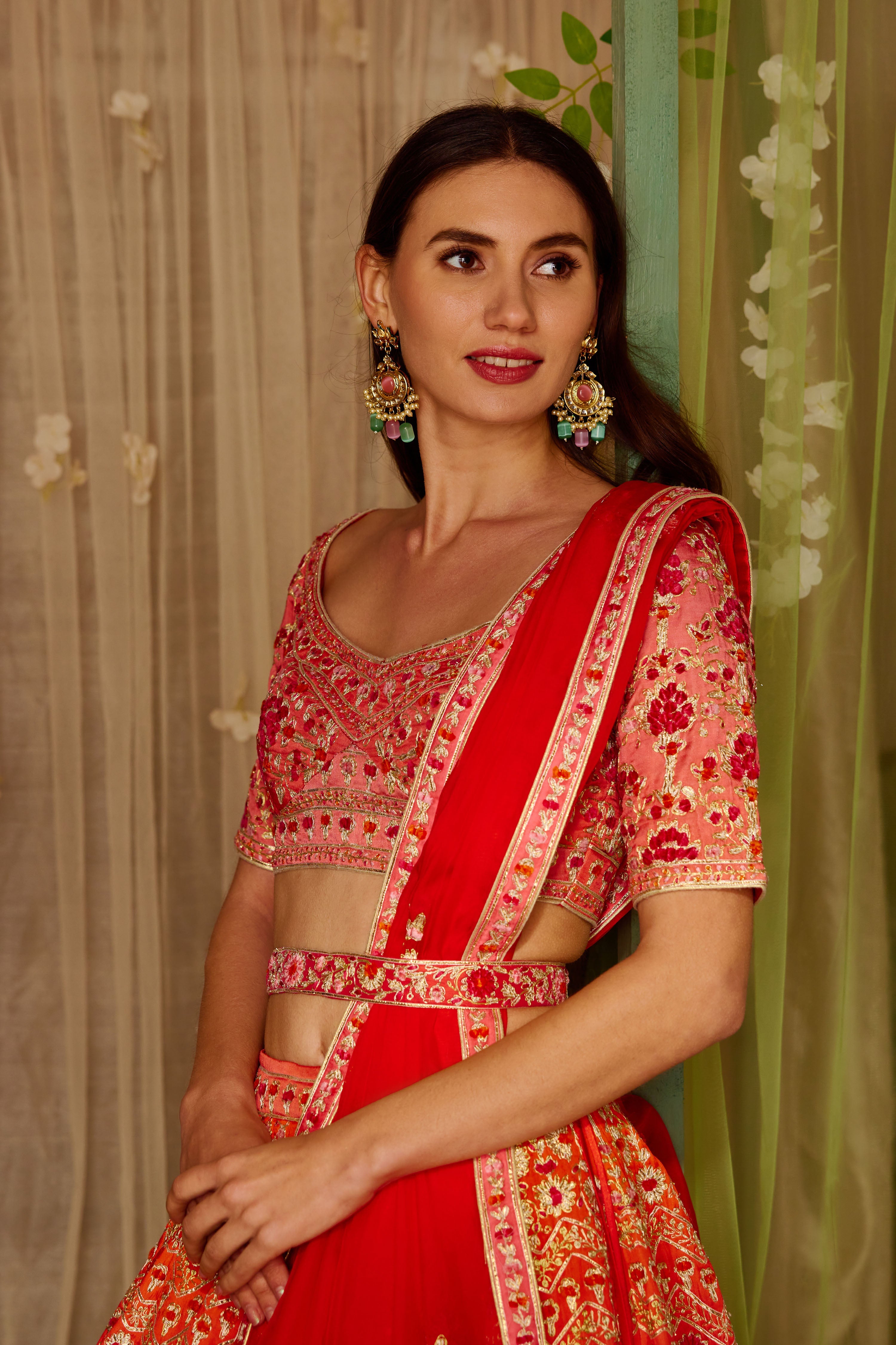 Orange-Red Lehenga Set
