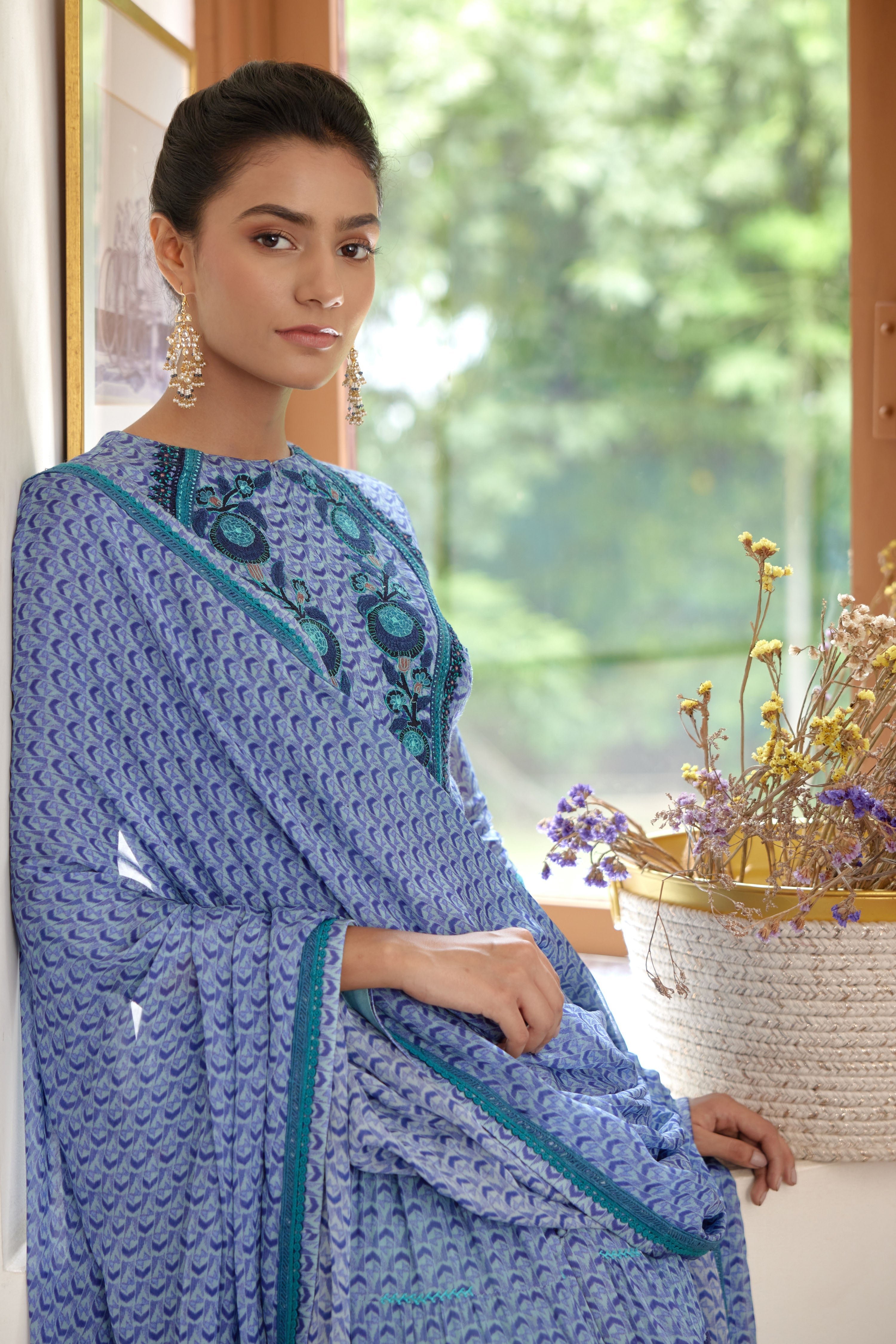 Blue Anarkali Set