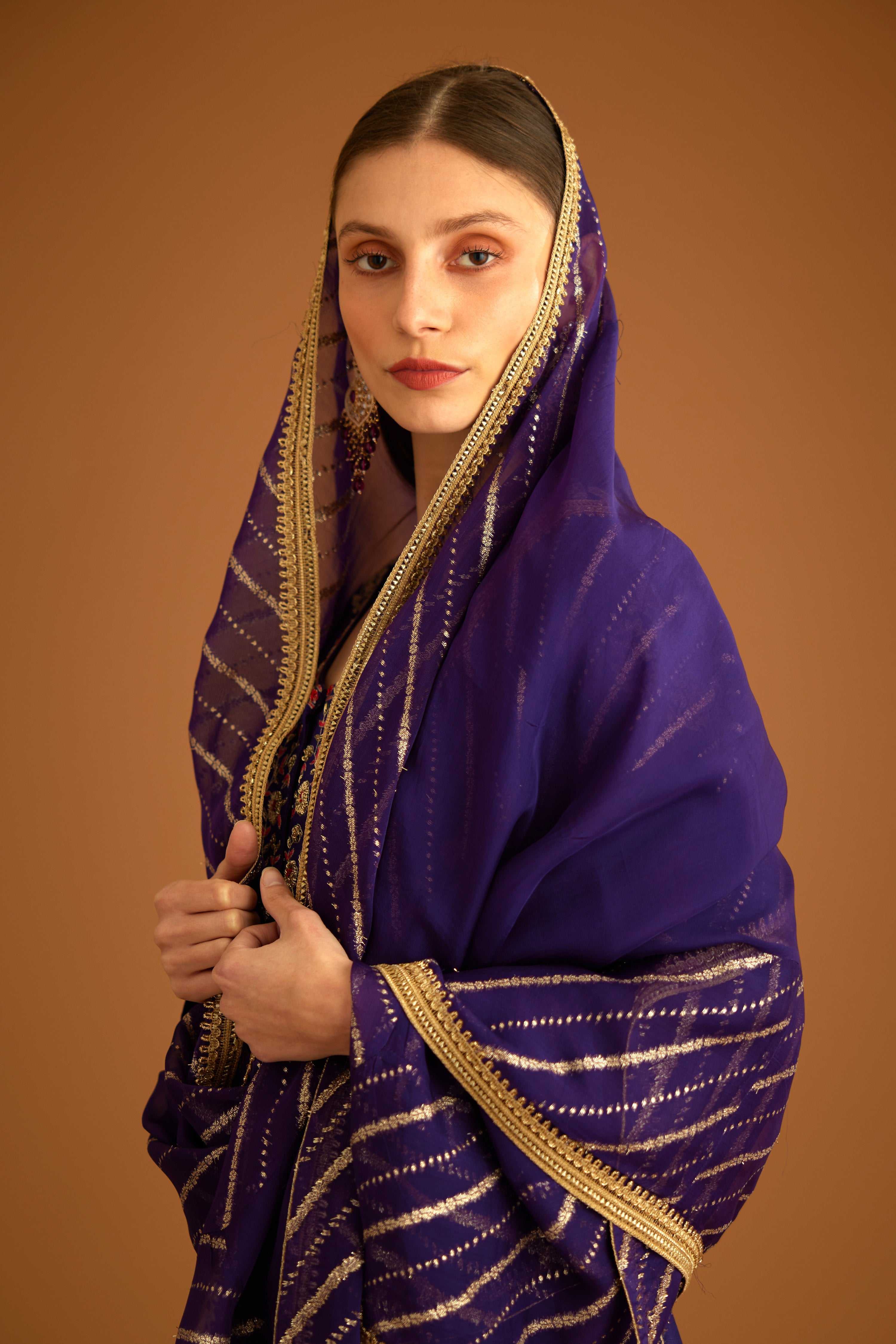 Dark Purple Anarkali Set