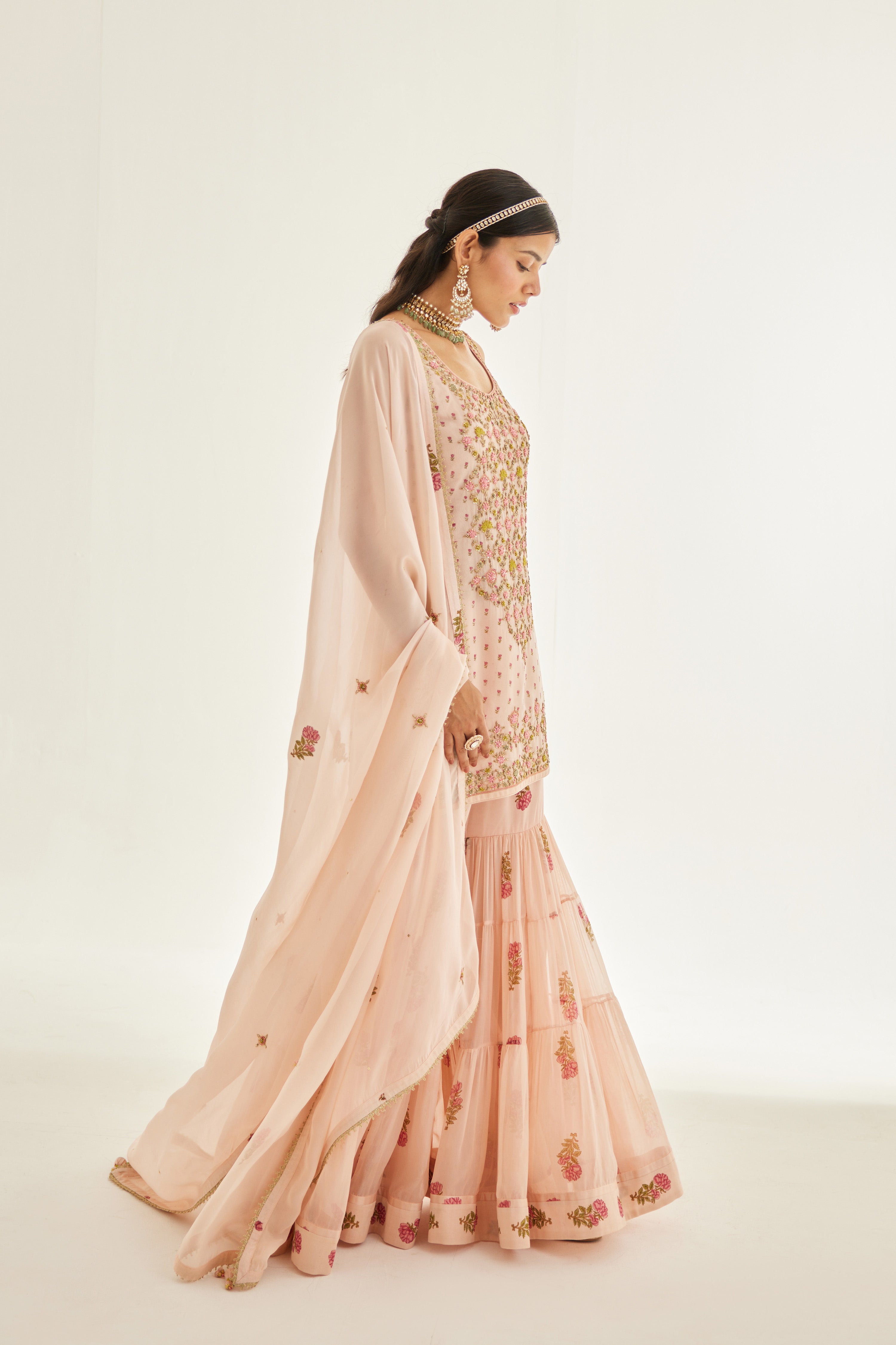 Shell Pink Sharara Set