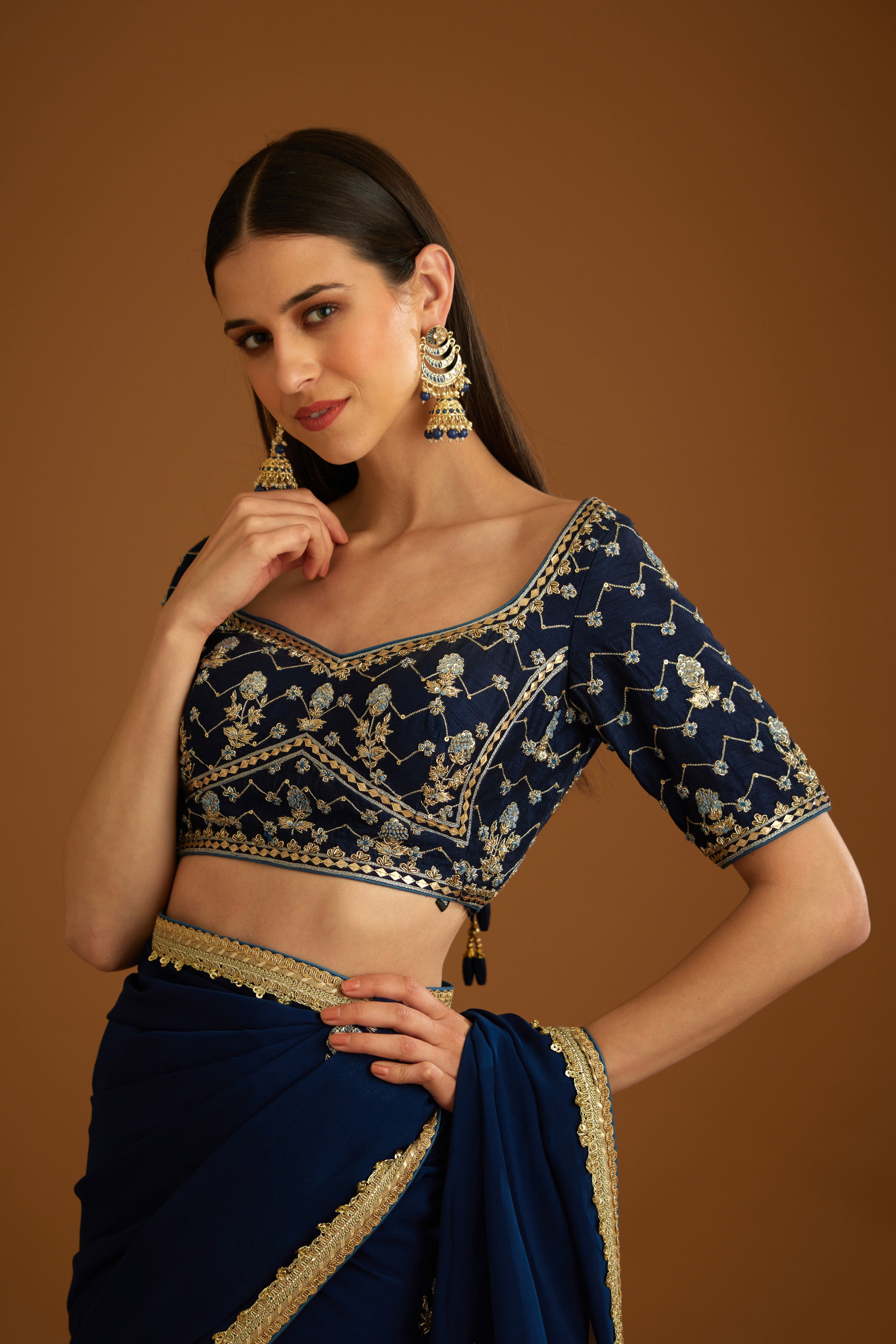 Midnight Blue Saree Set