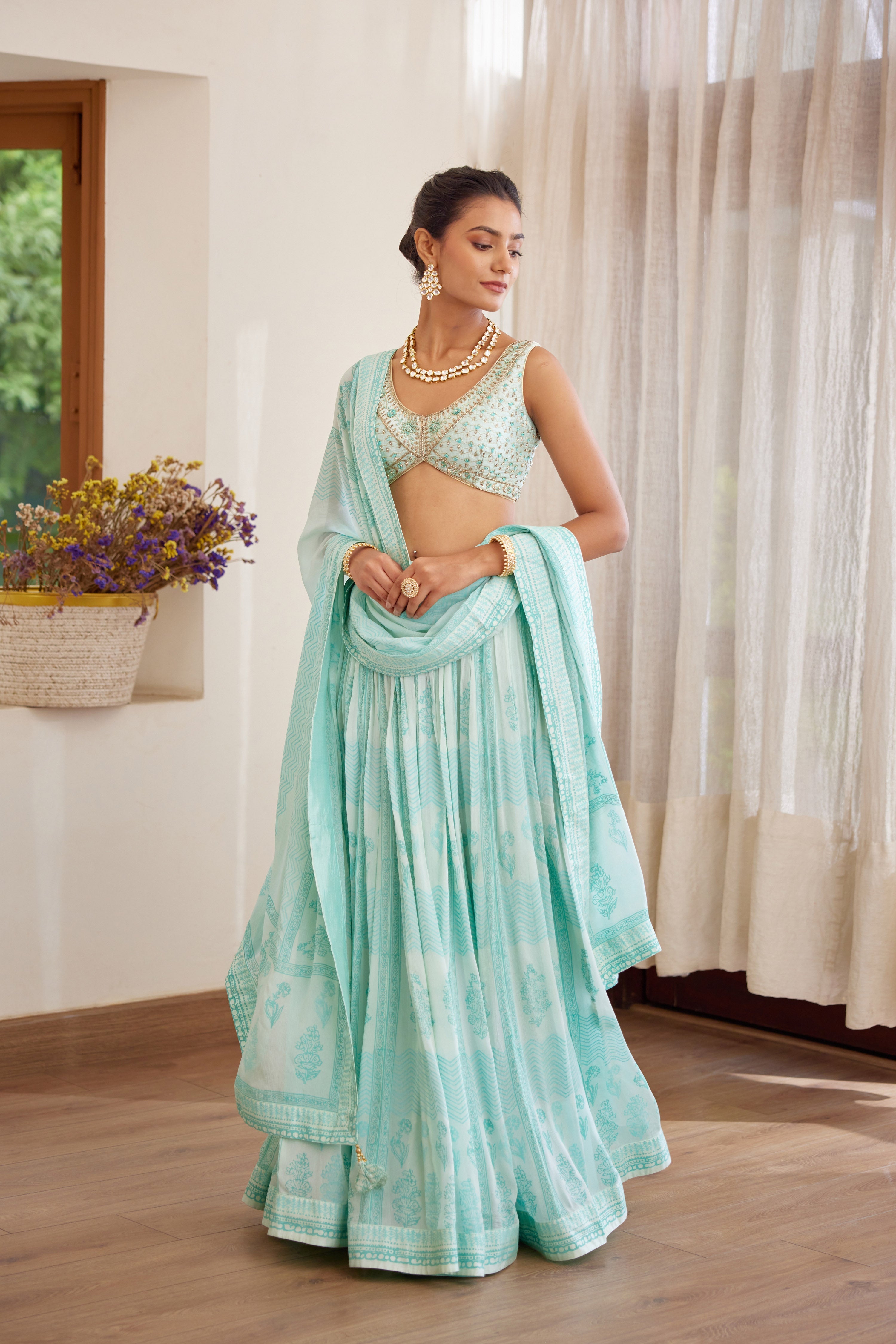 Ice Blue Lehenga Set
