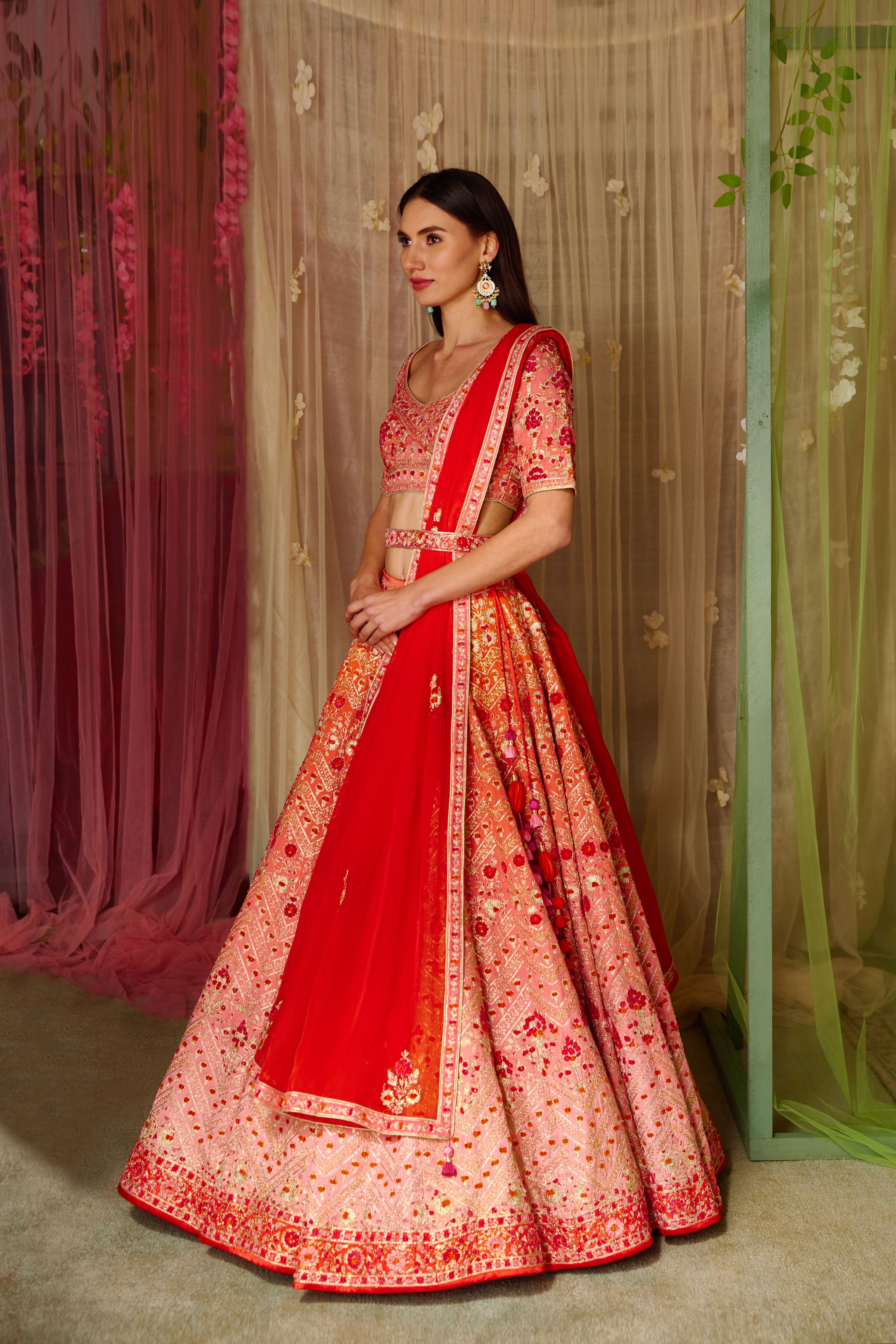Orange-Red Lehenga Set