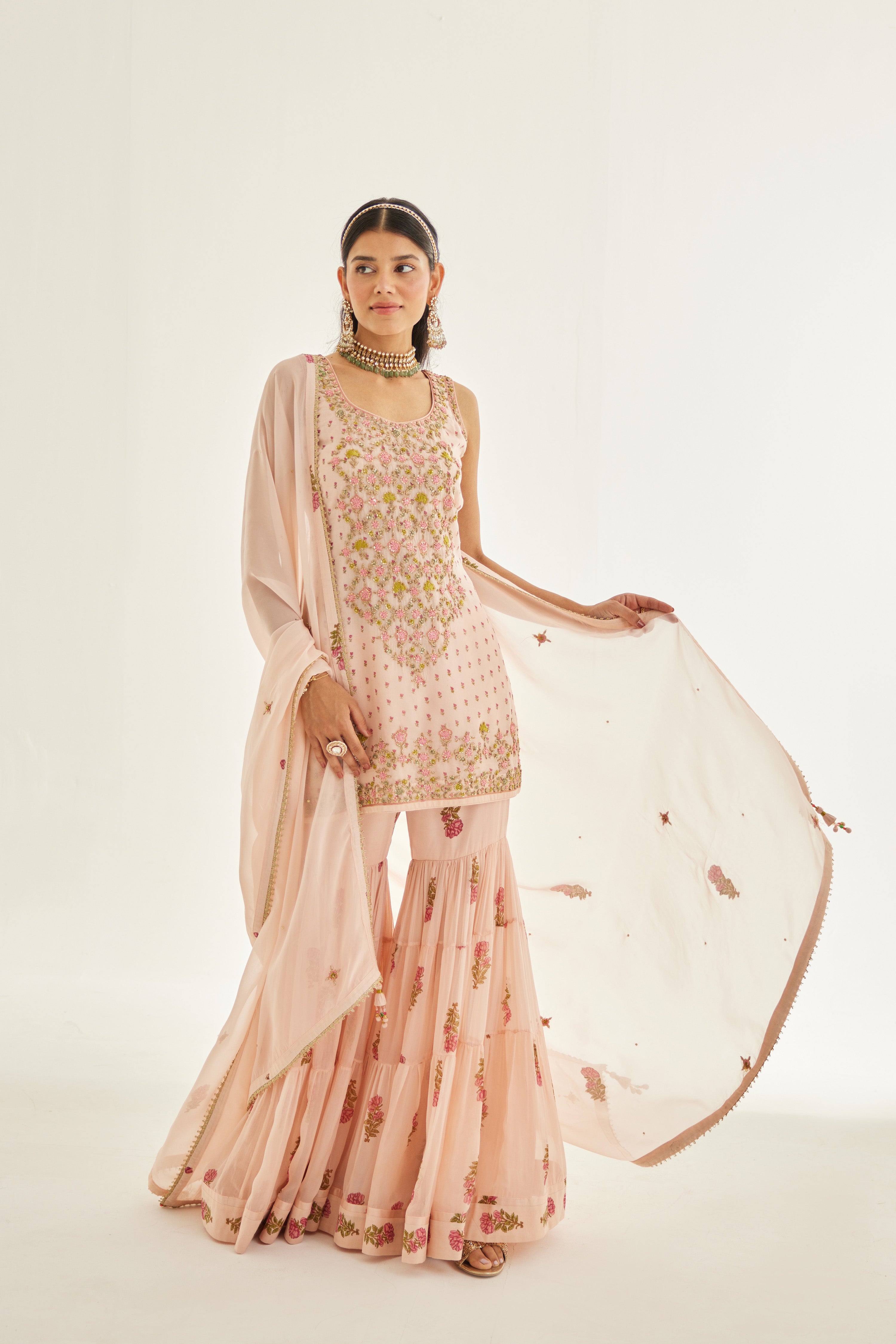 Shell Pink Sharara Set