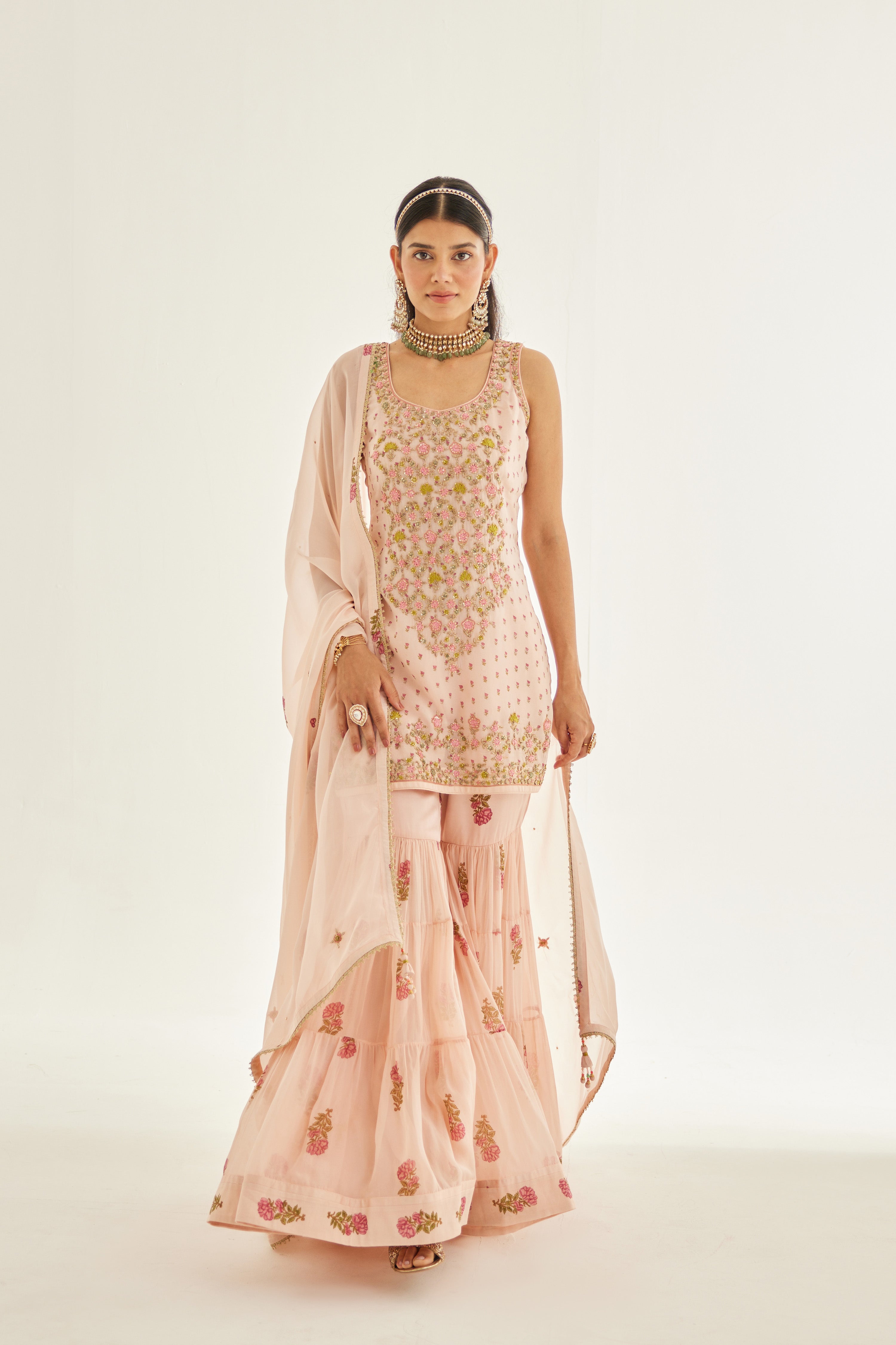 Shell Pink Sharara Set