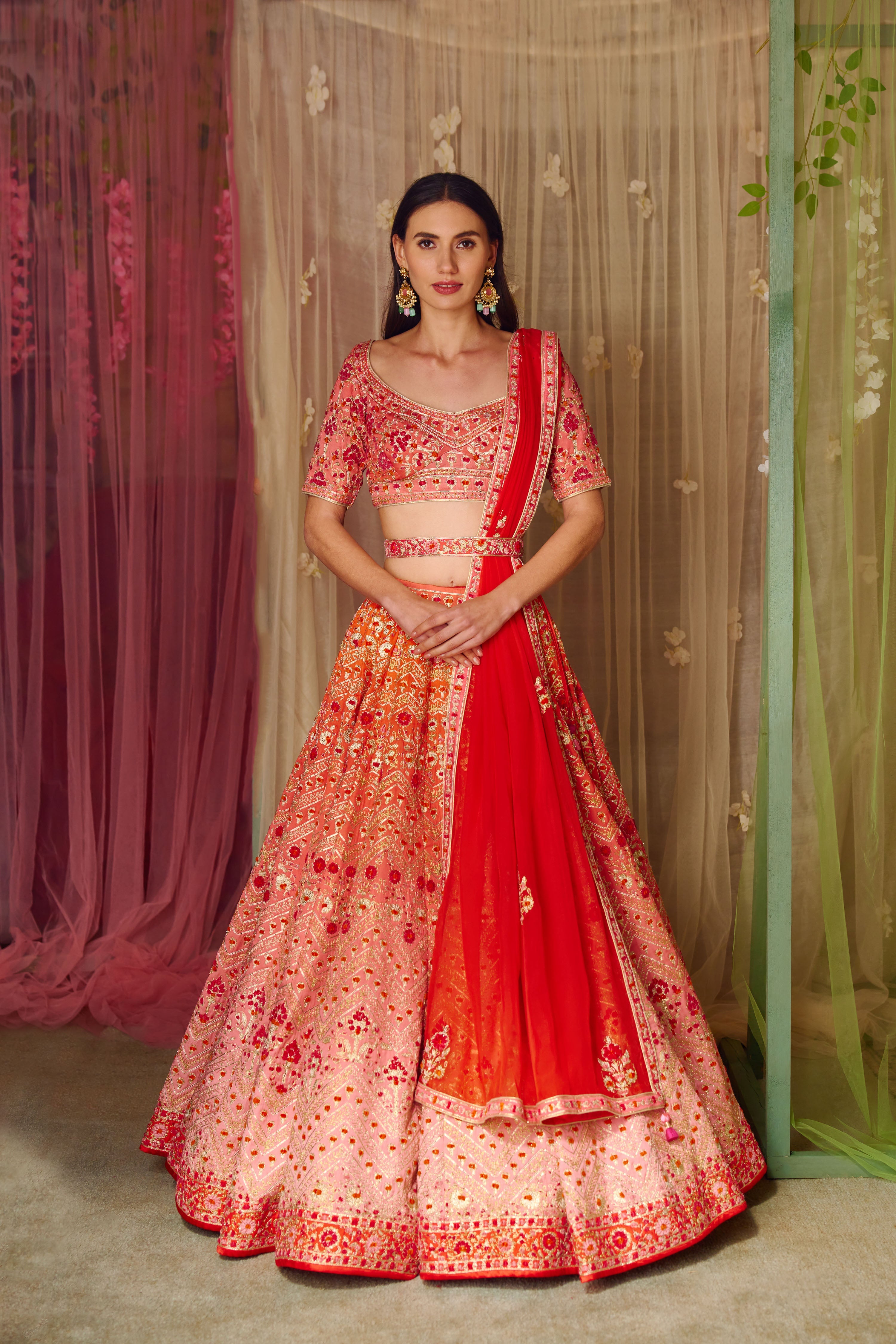 Orange-Red Lehenga Set