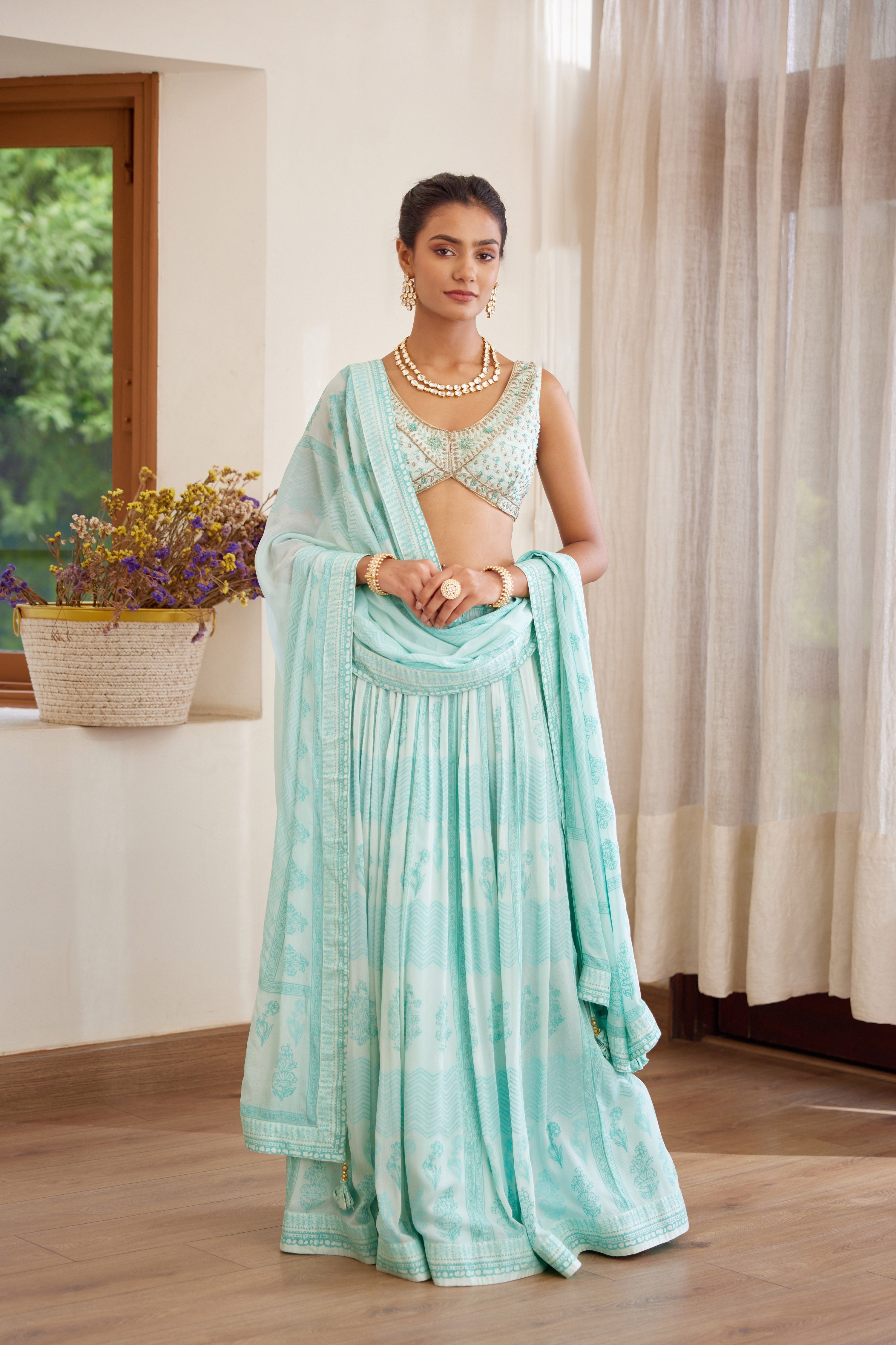 Ice Blue Lehenga Set