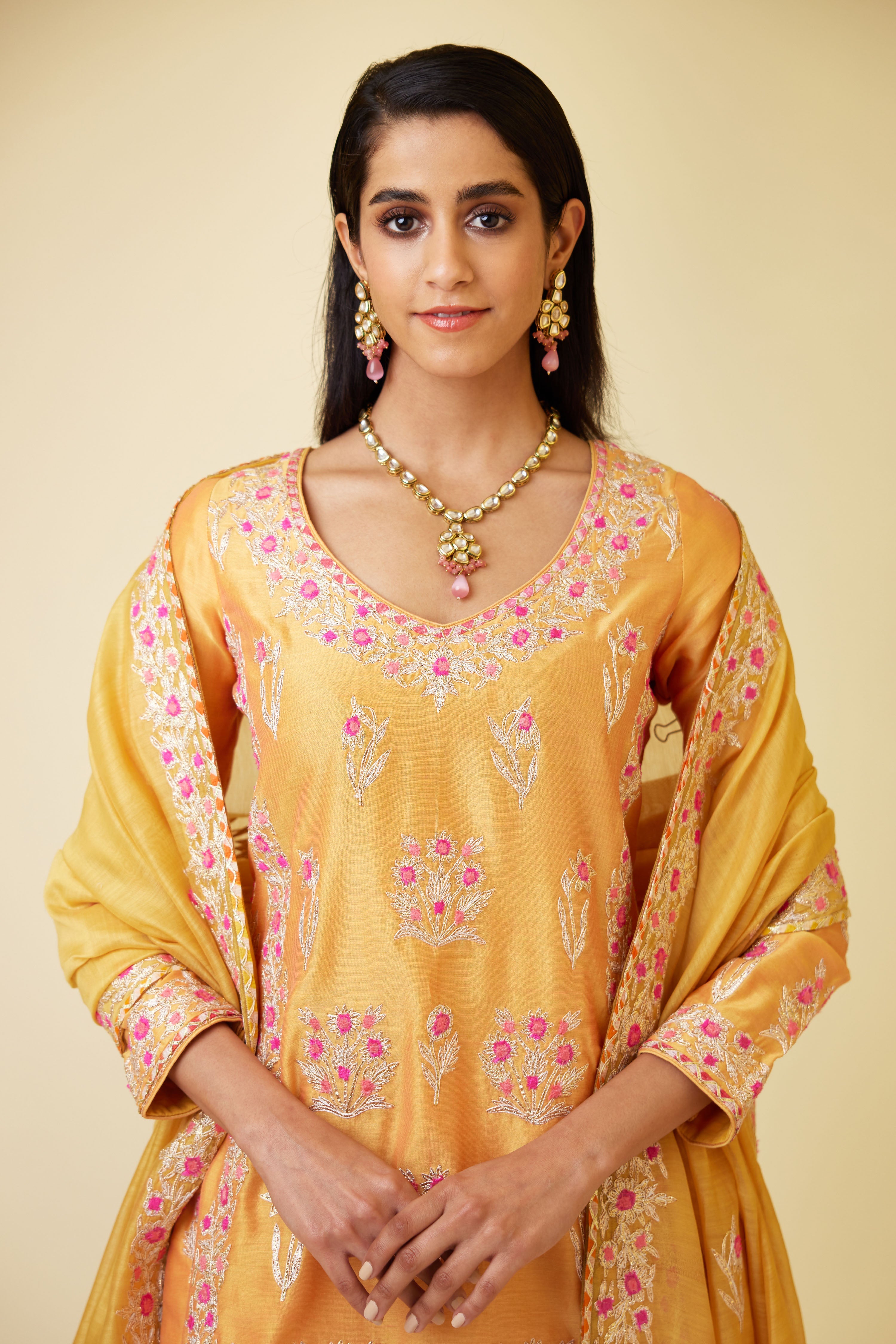Saffron Orange Sharara Set