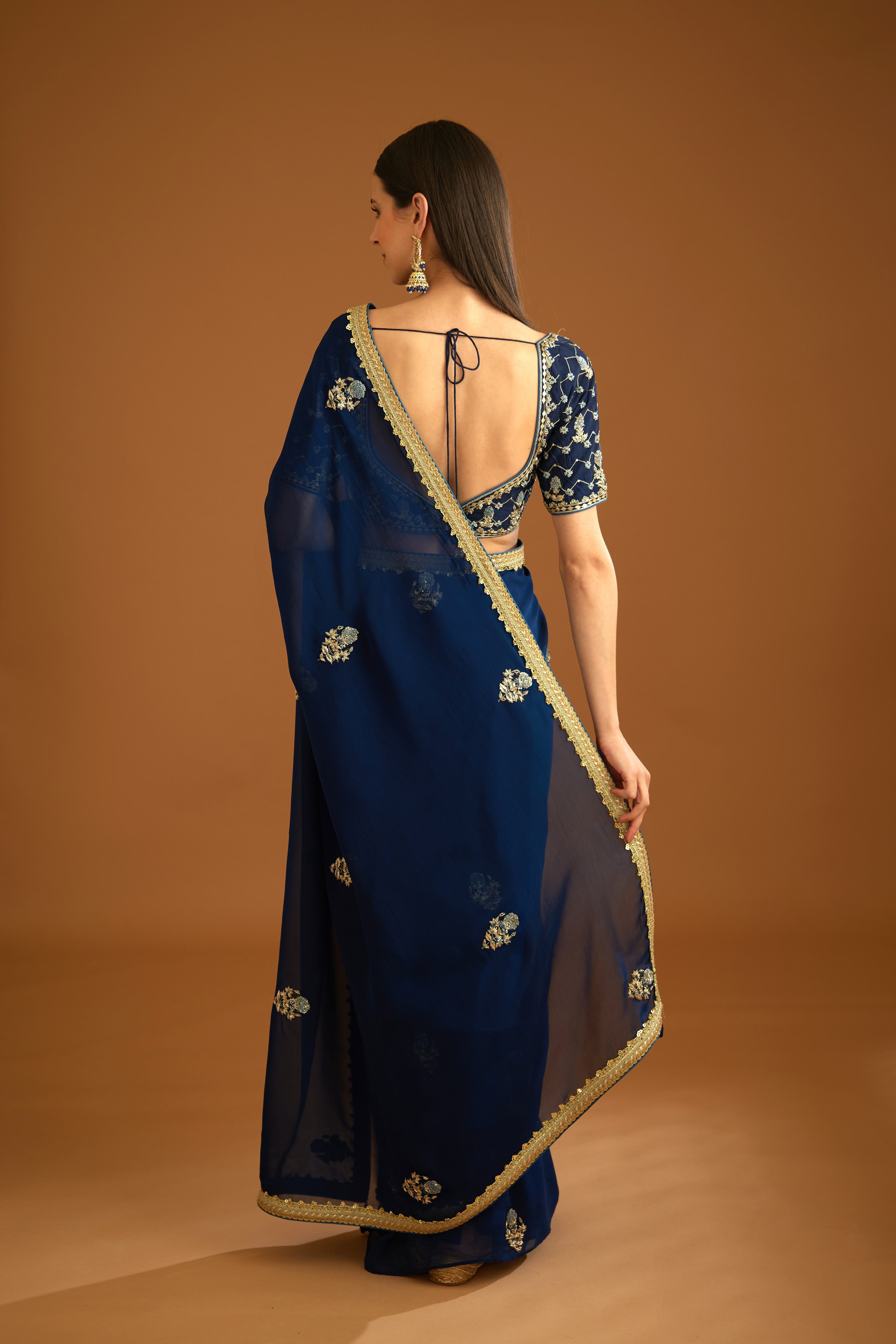 Midnight Blue Saree Set