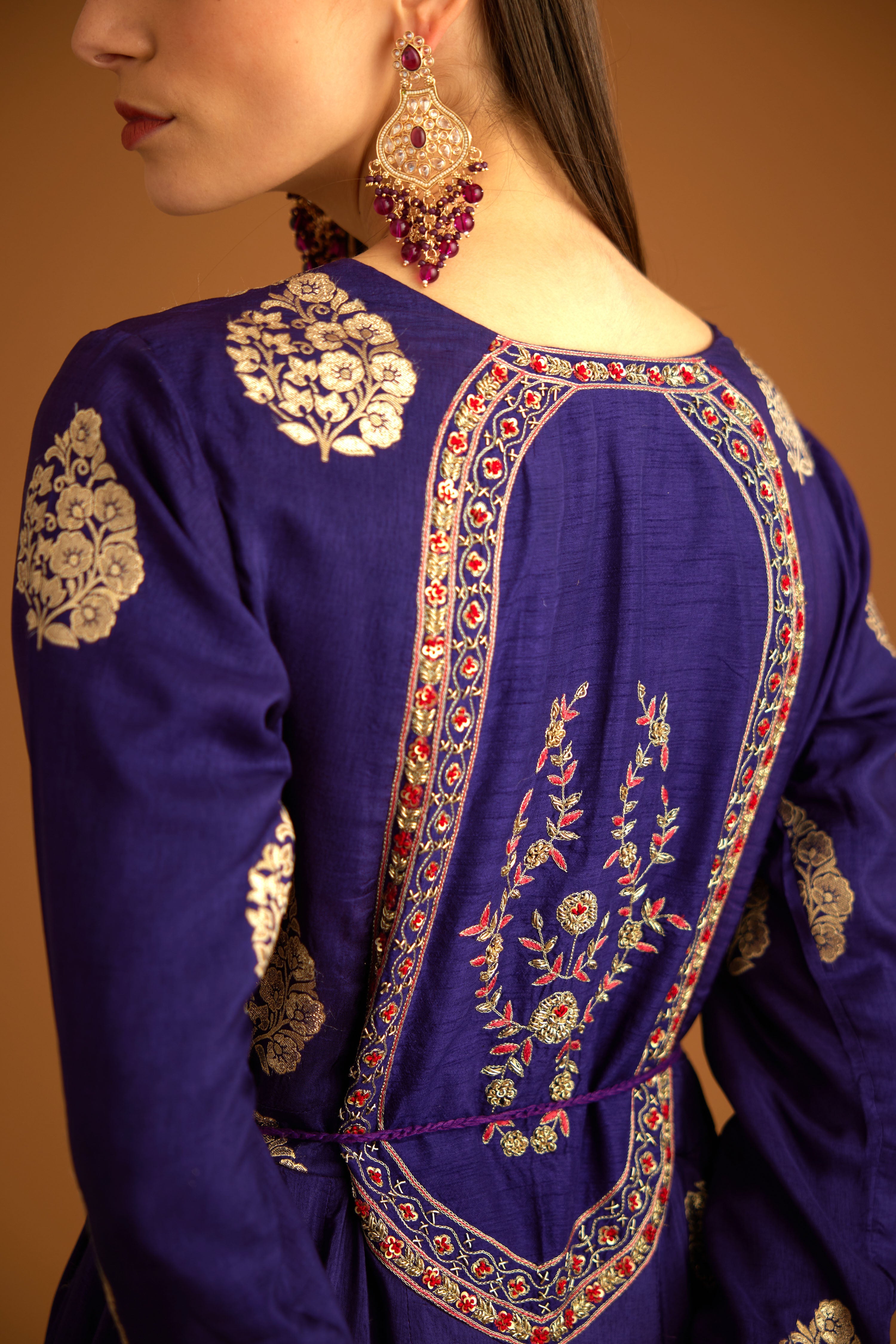 Dark Purple Anarkali Set