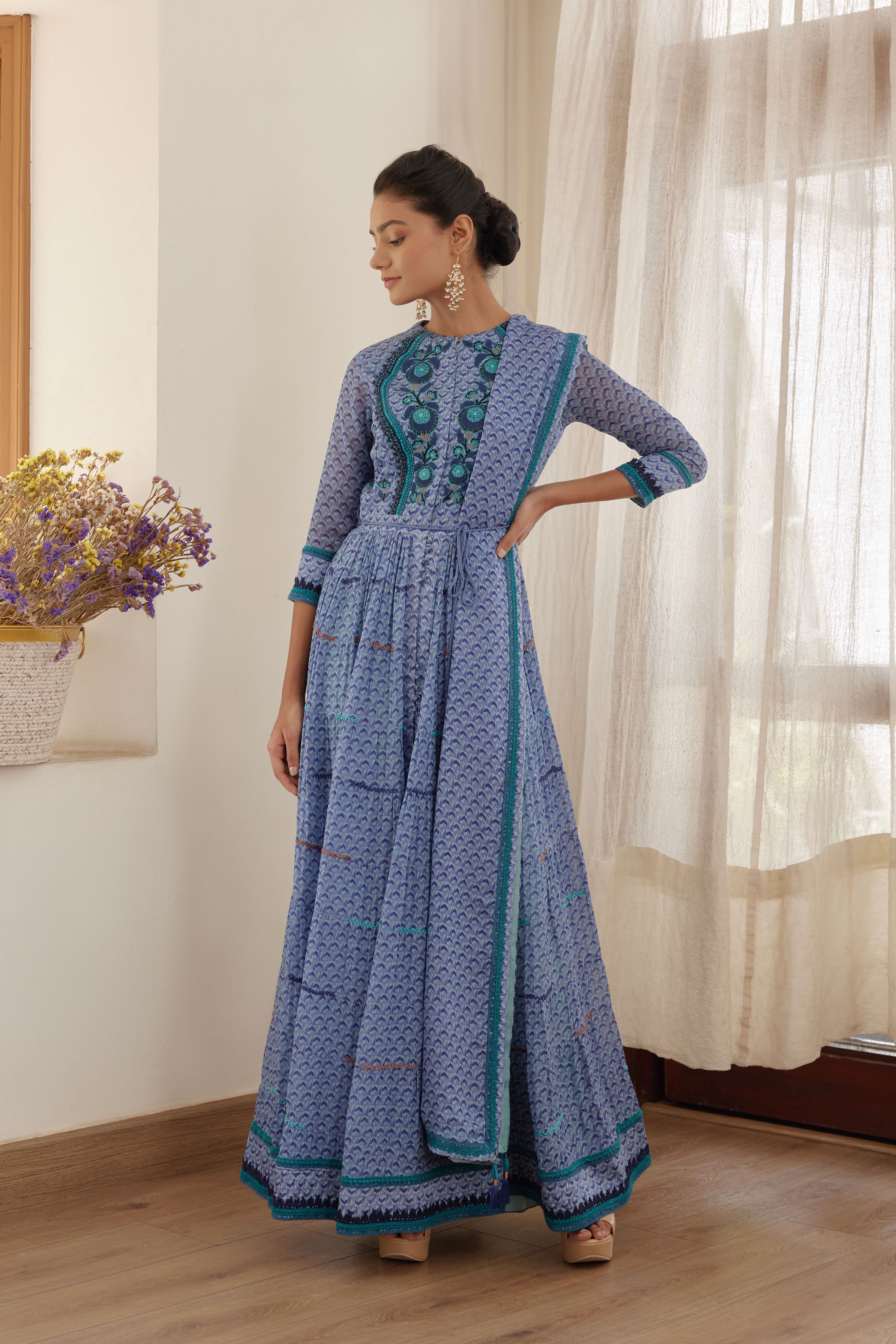 Blue Anarkali Set