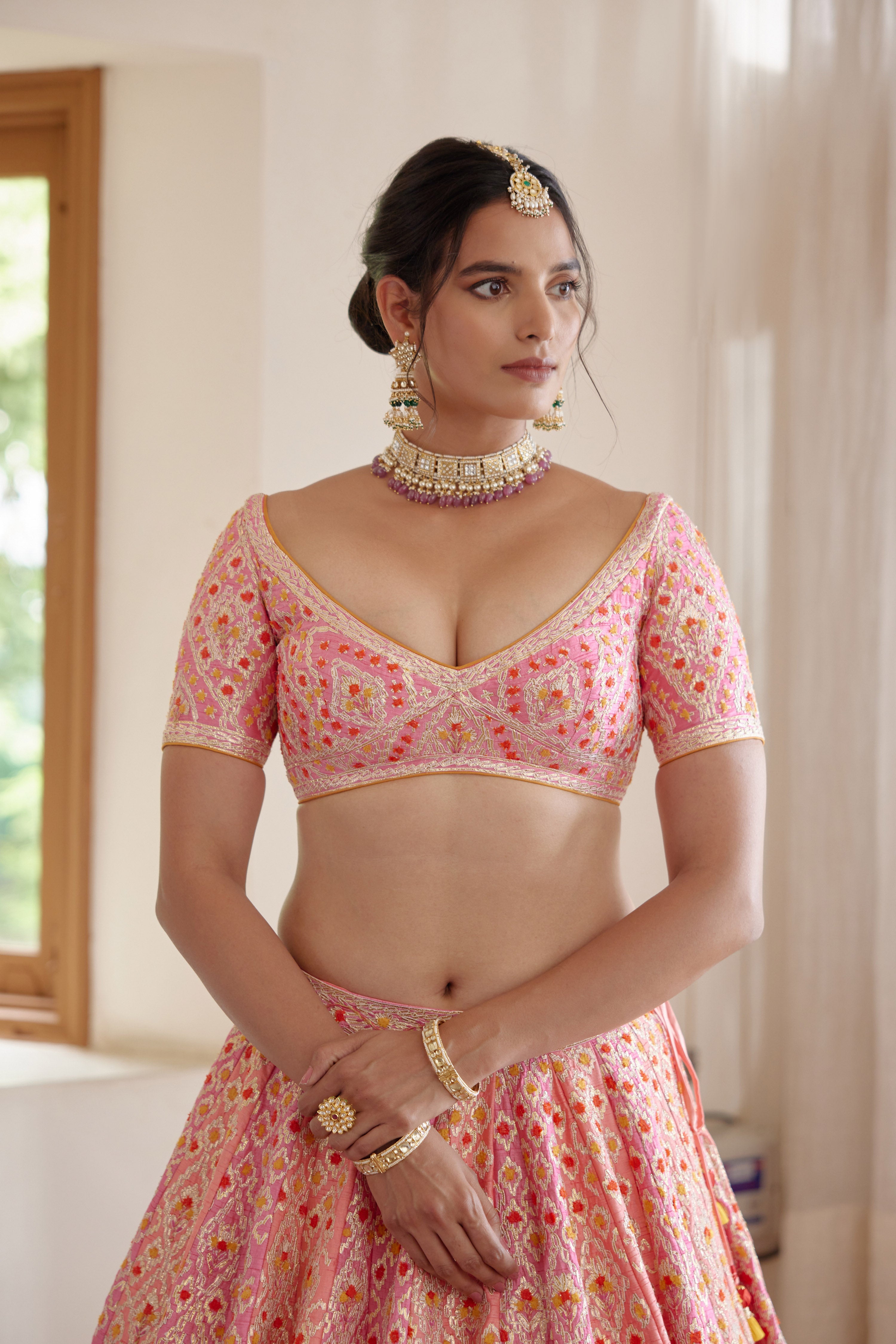 Coral Pink Lehenga Set