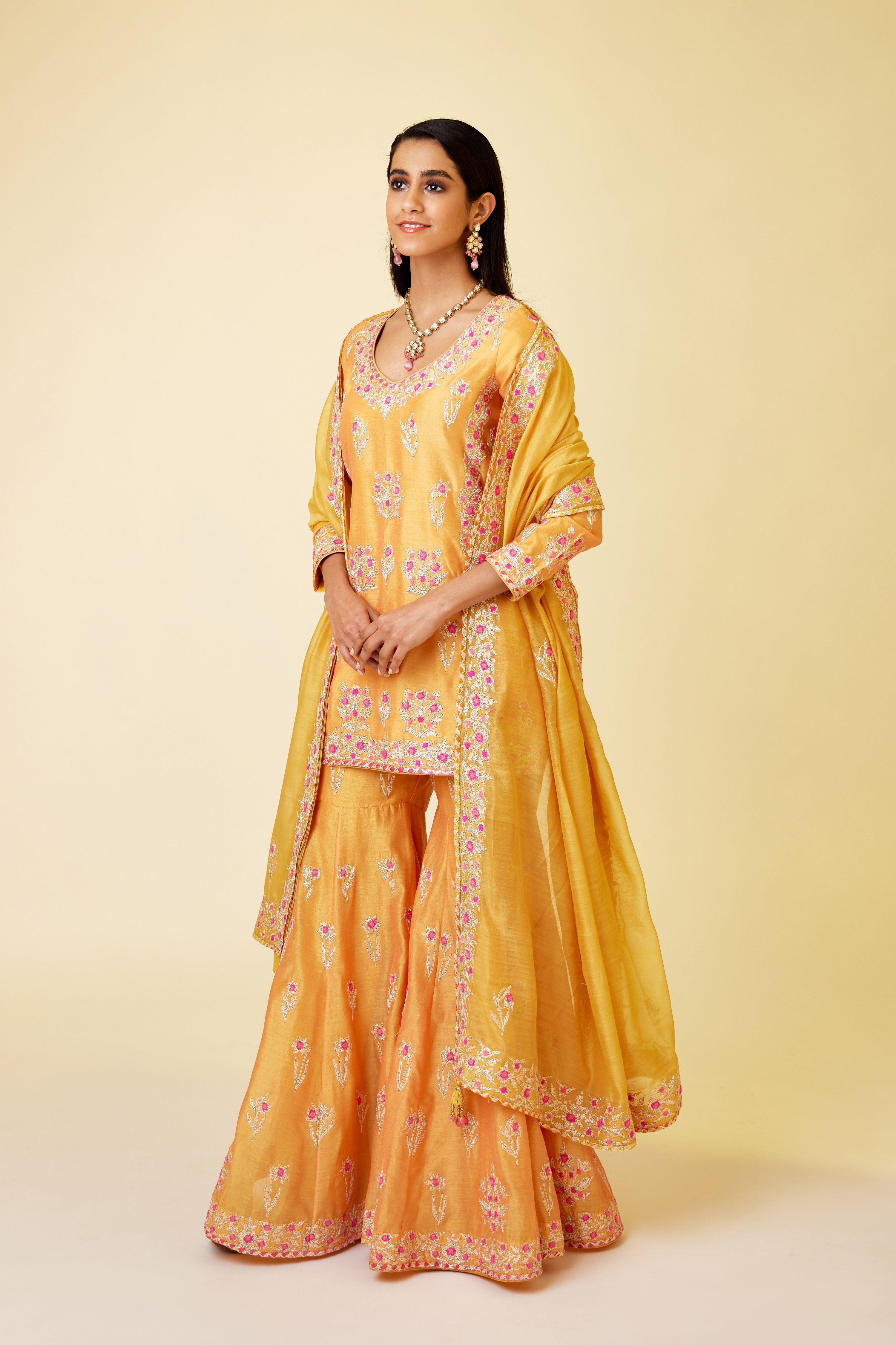 Saffron Orange Sharara Set
