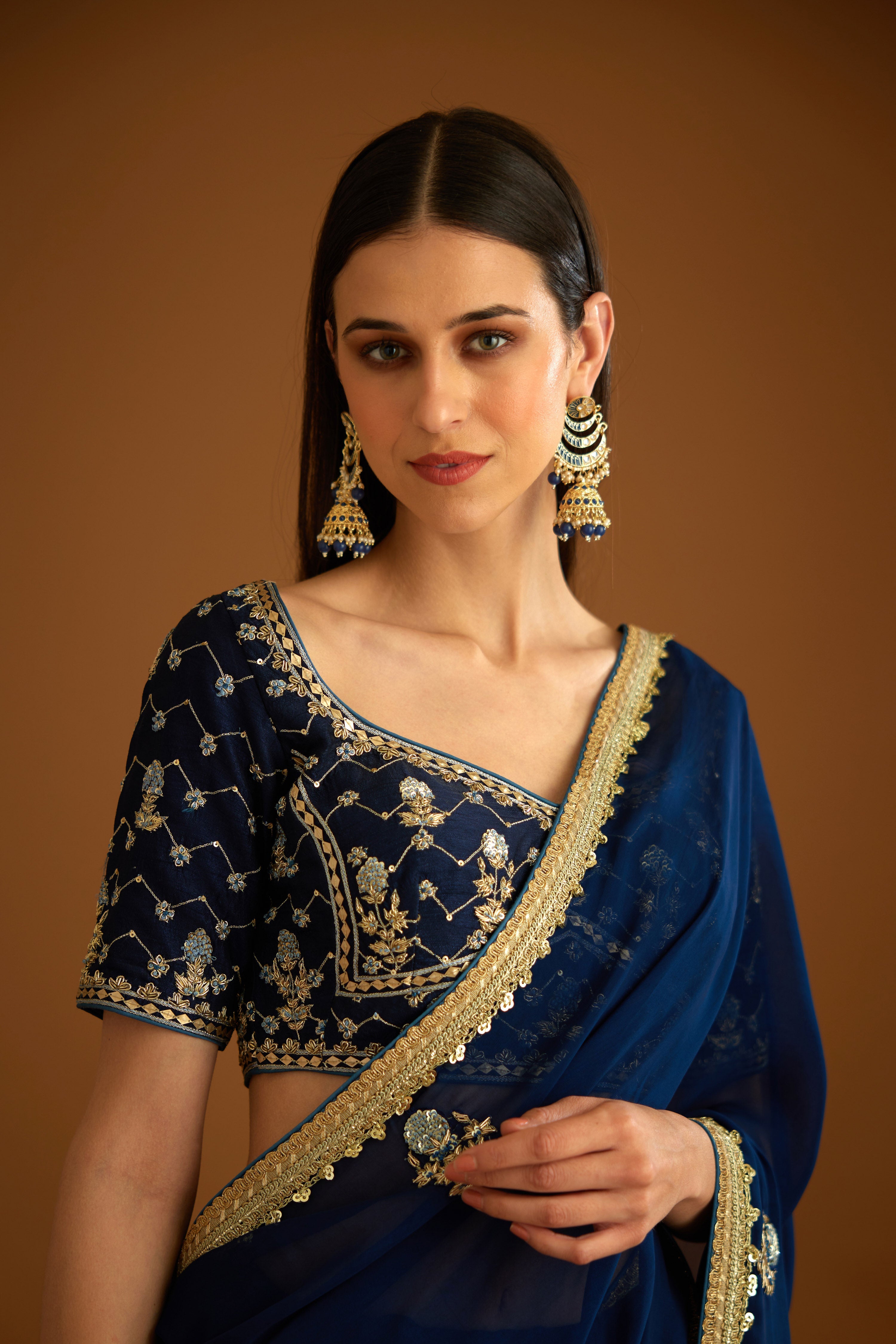 Midnight Blue Saree Set