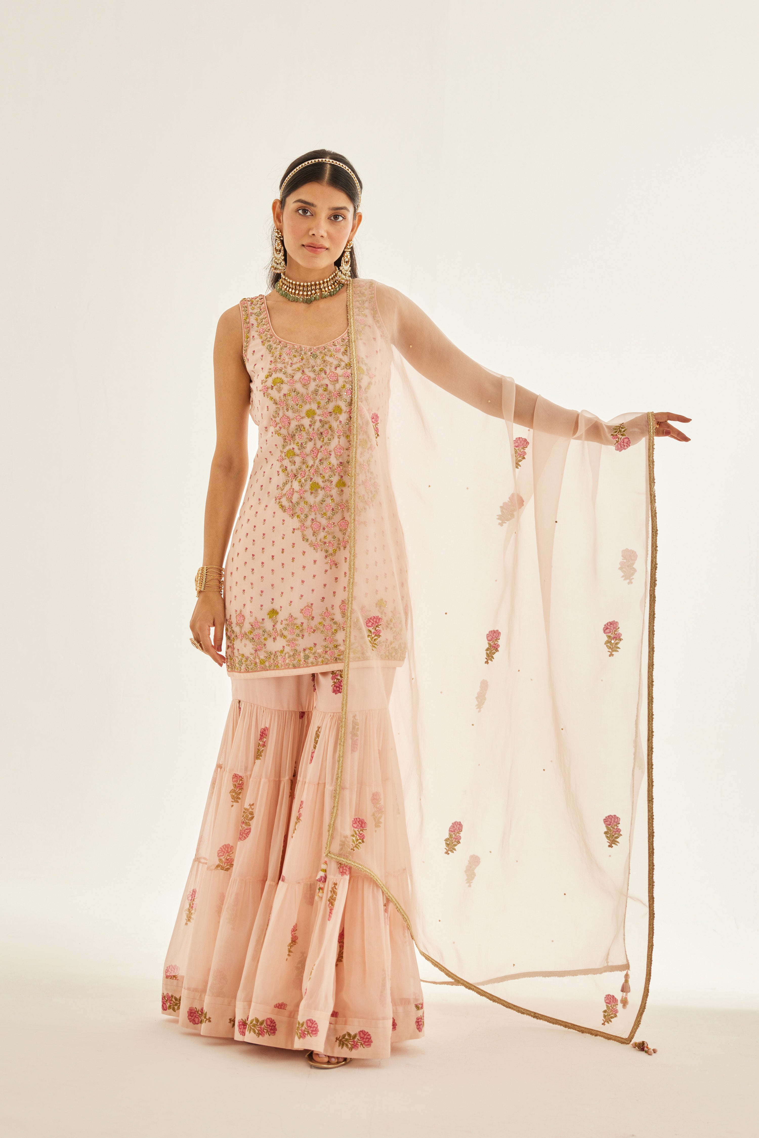 Shell Pink Sharara Set