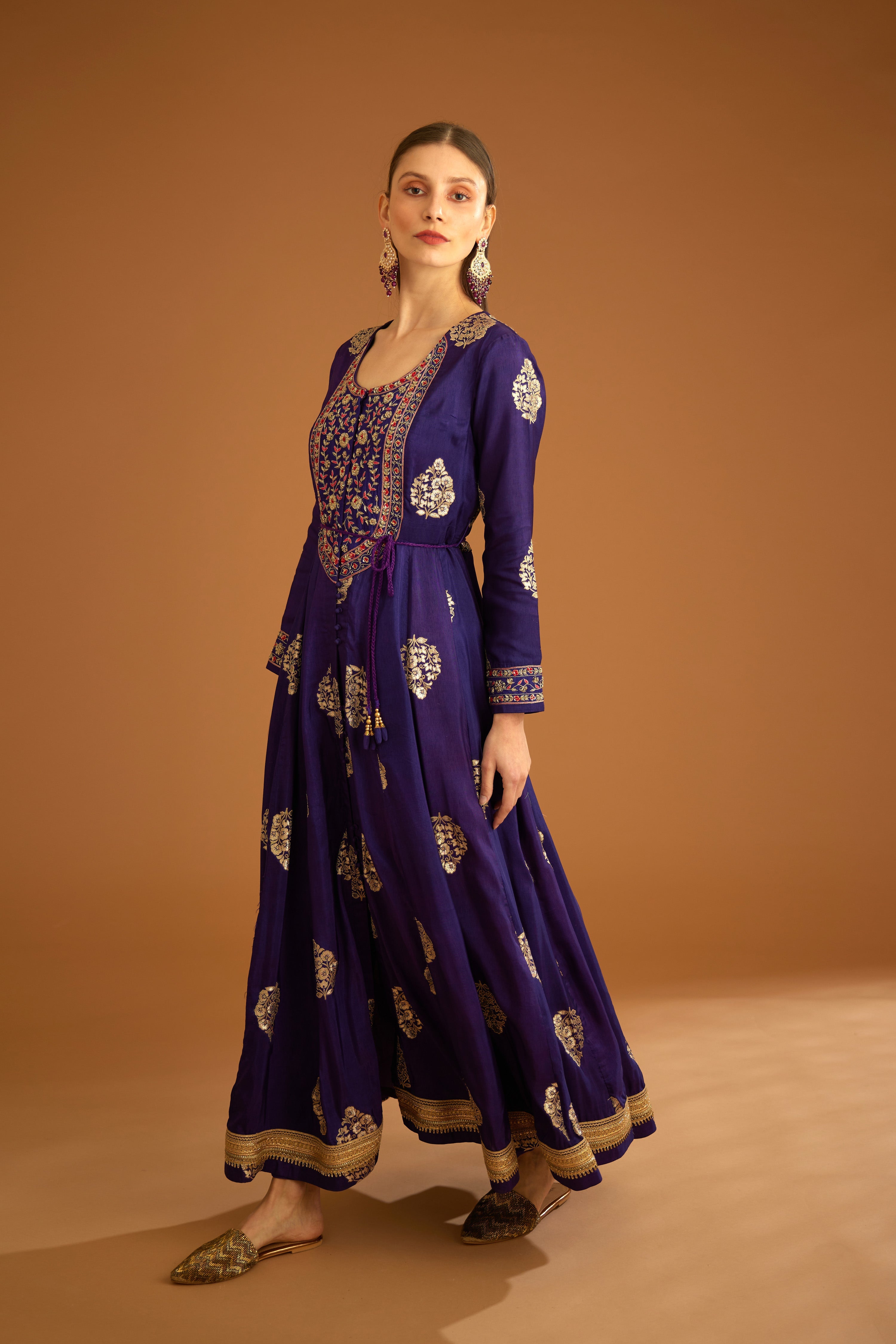 Dark Purple Anarkali Set