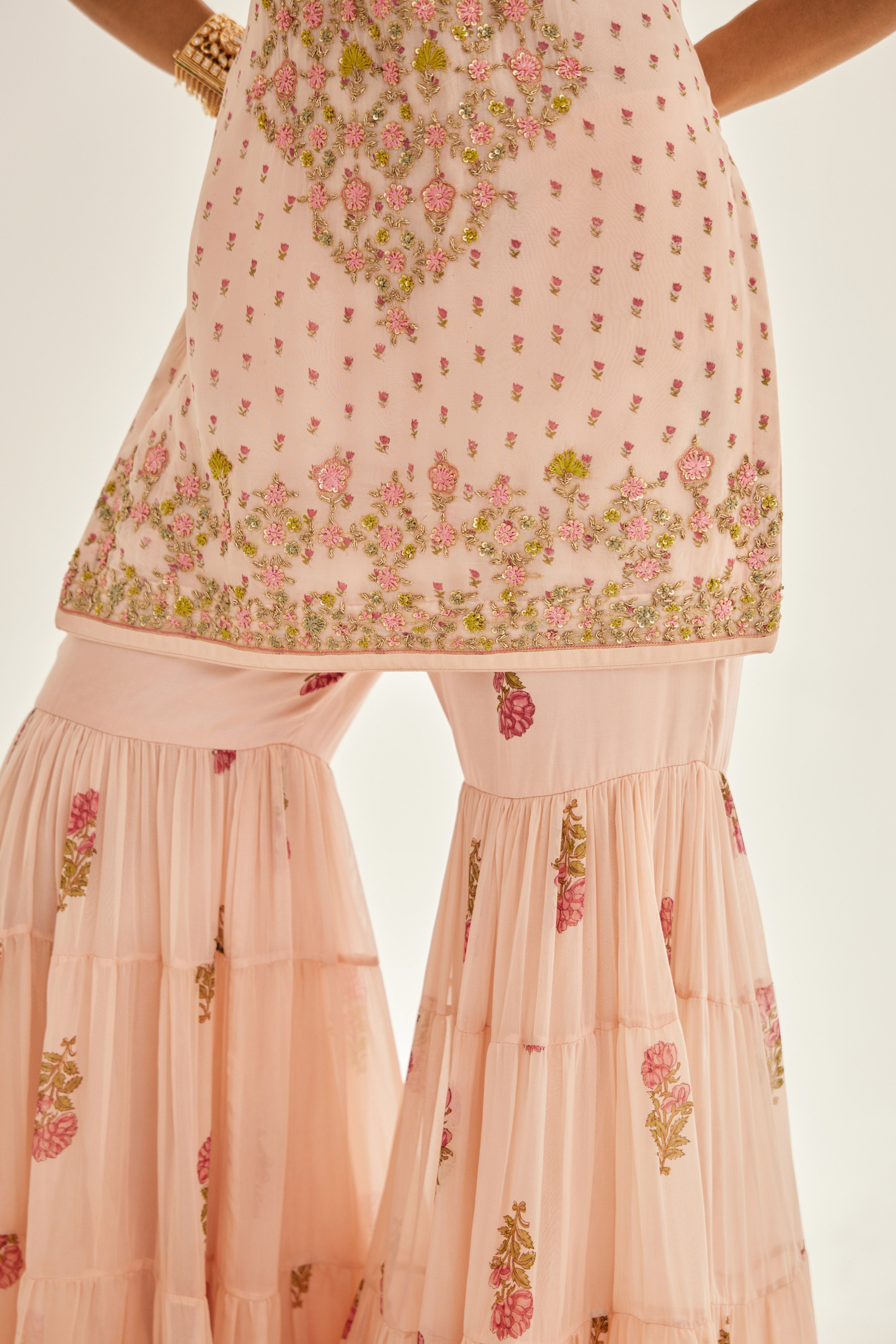 Shell Pink Sharara Set