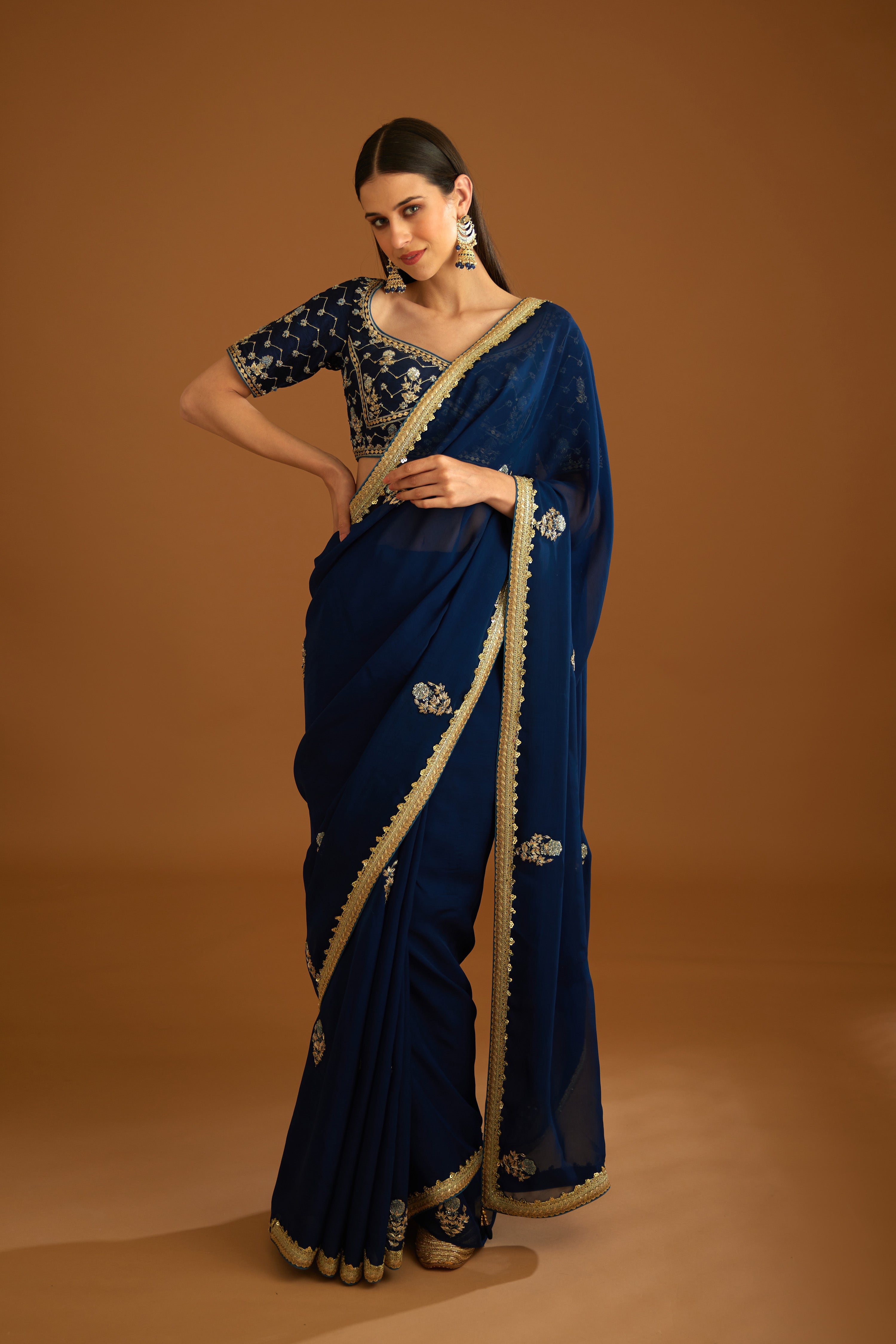 Midnight Blue Saree Set