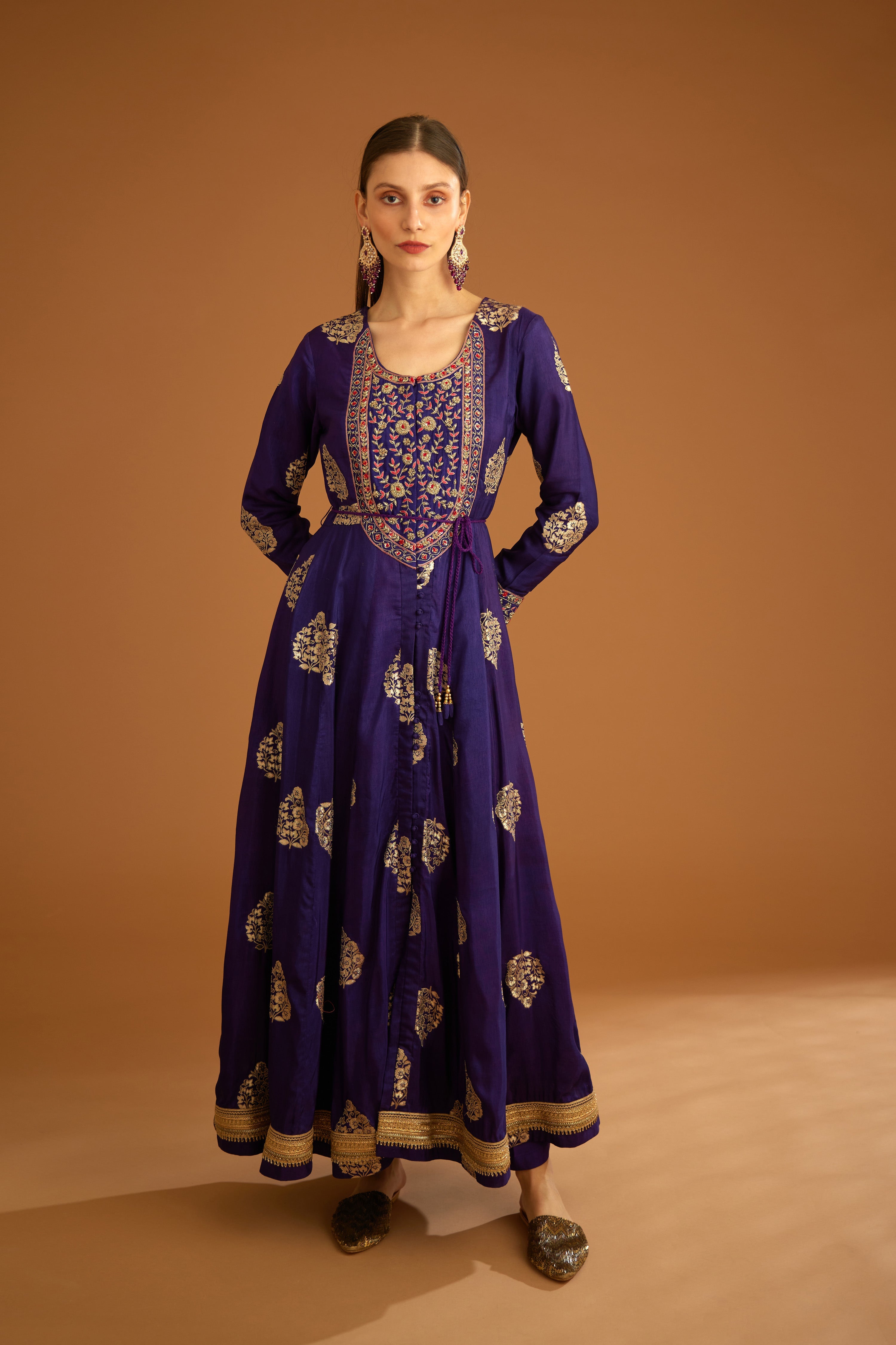 Dark Purple Anarkali Set