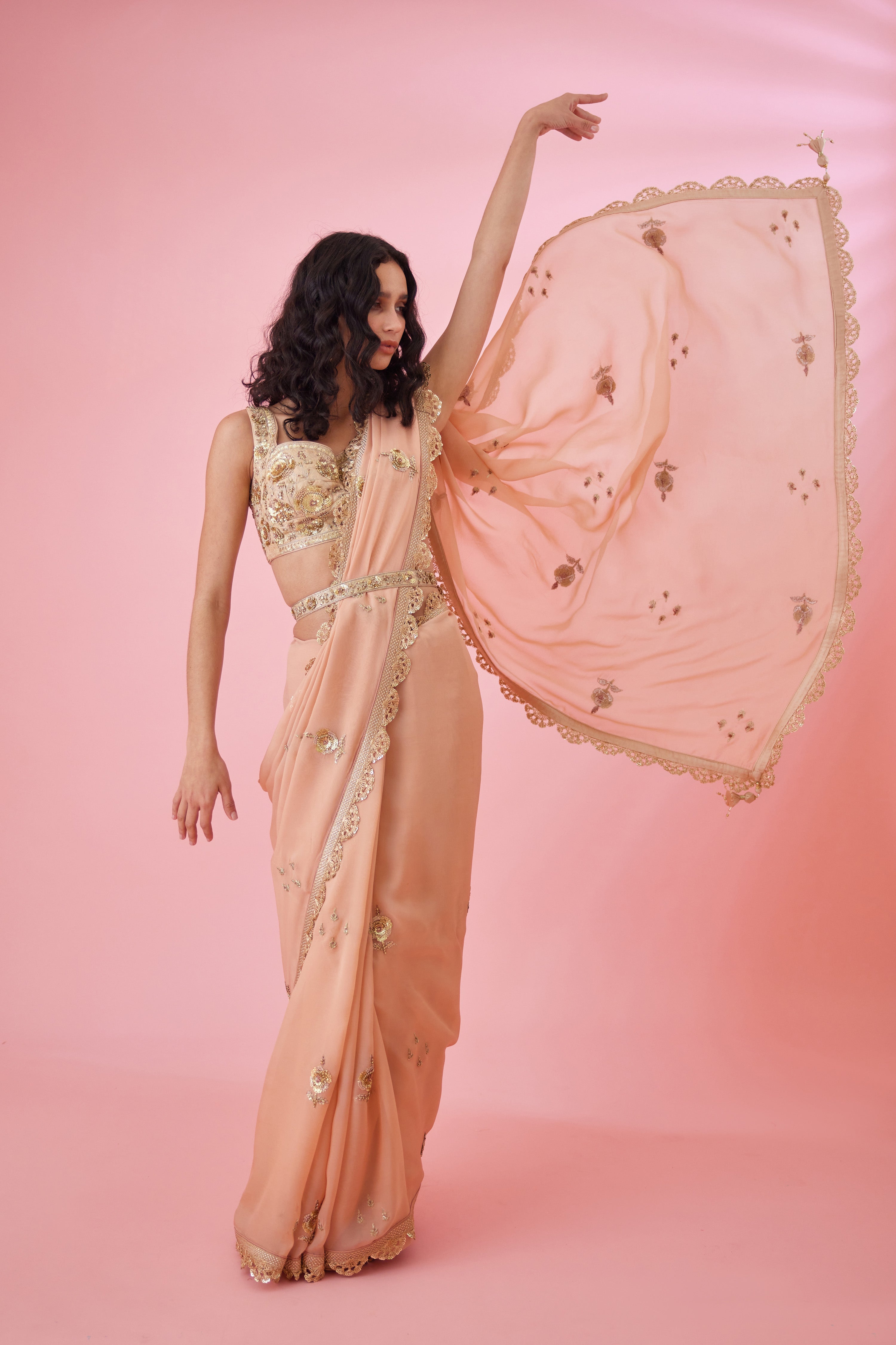 Blush Pink Saree Set