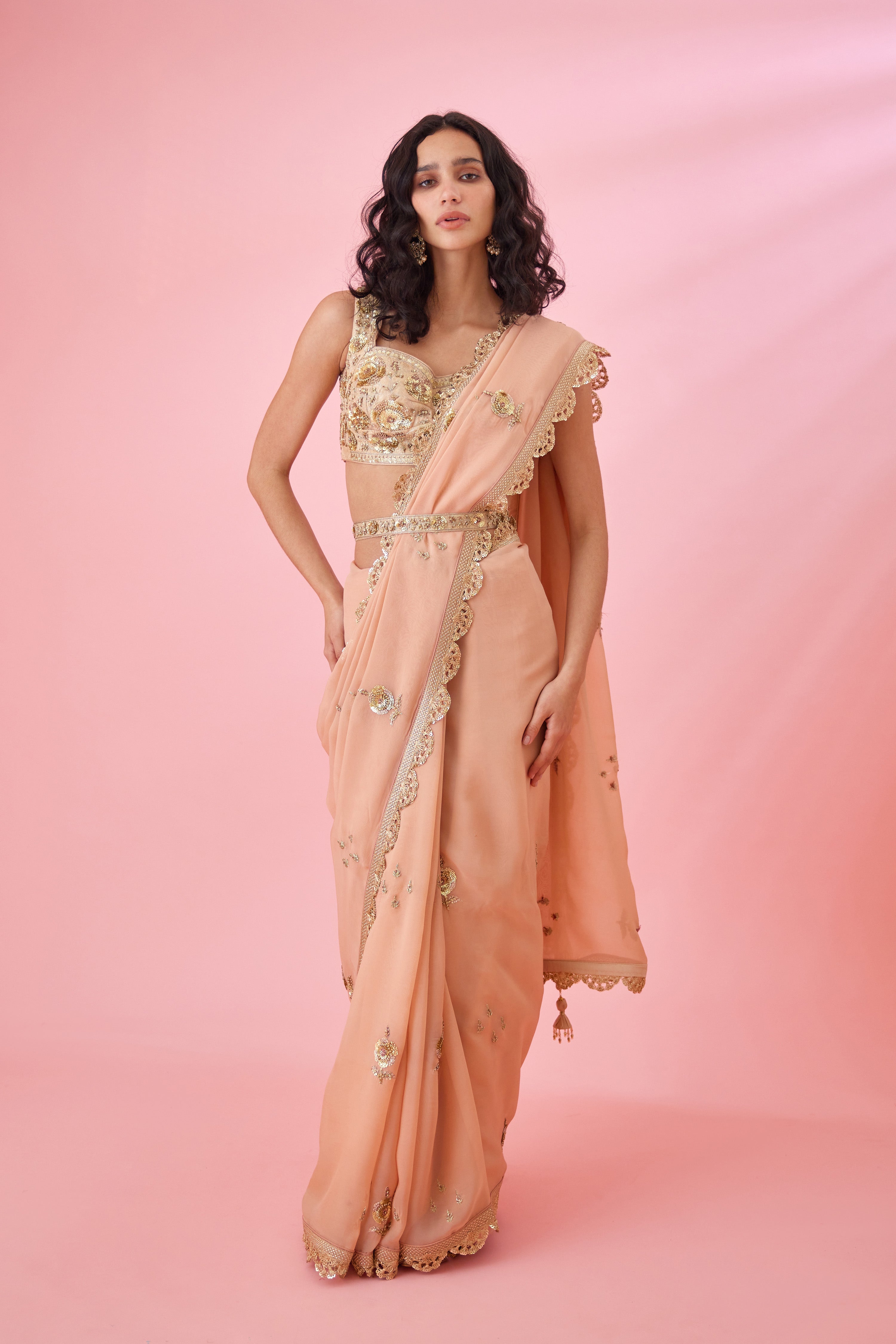 Blush Pink Saree Set