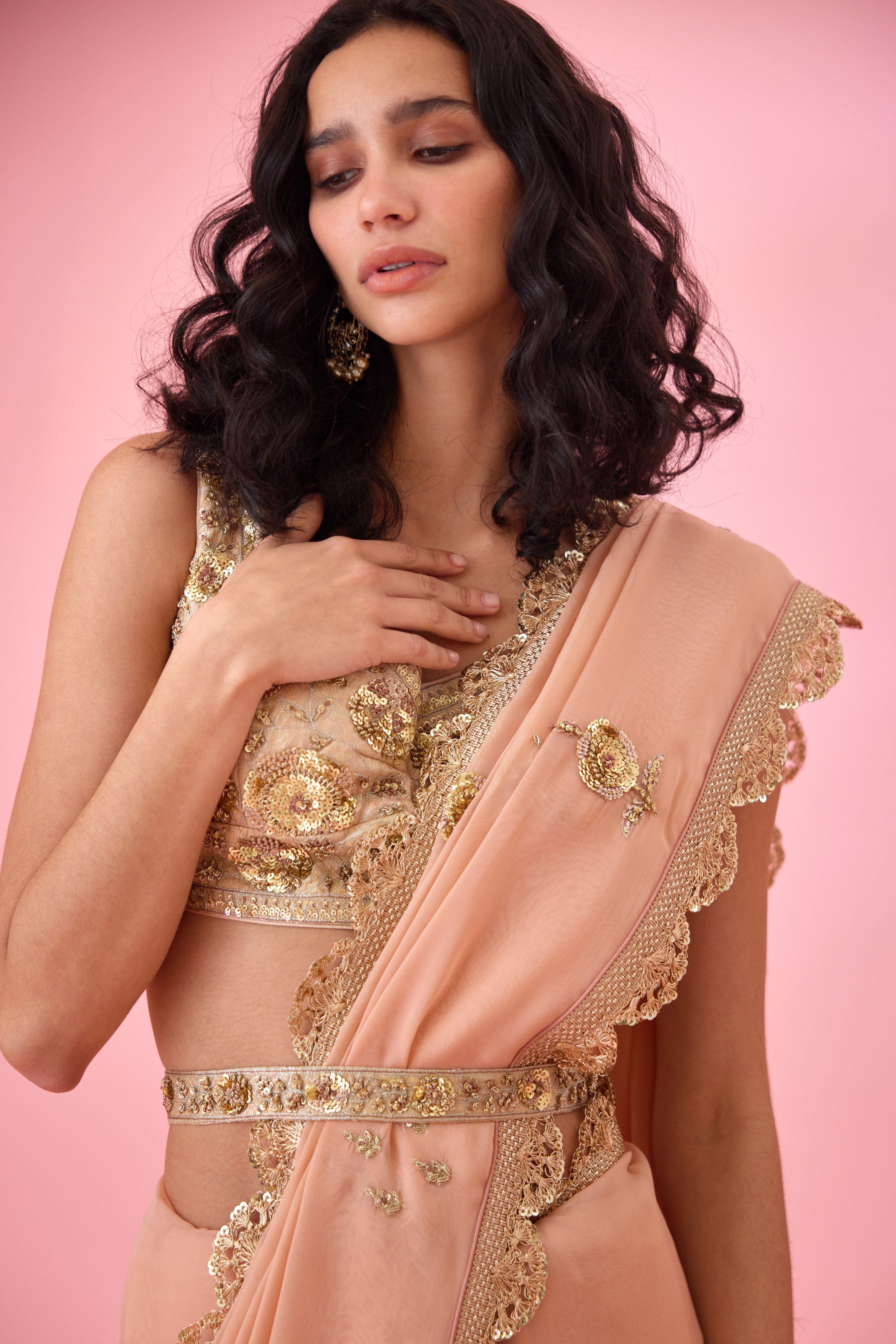 Blush Pink Saree Set