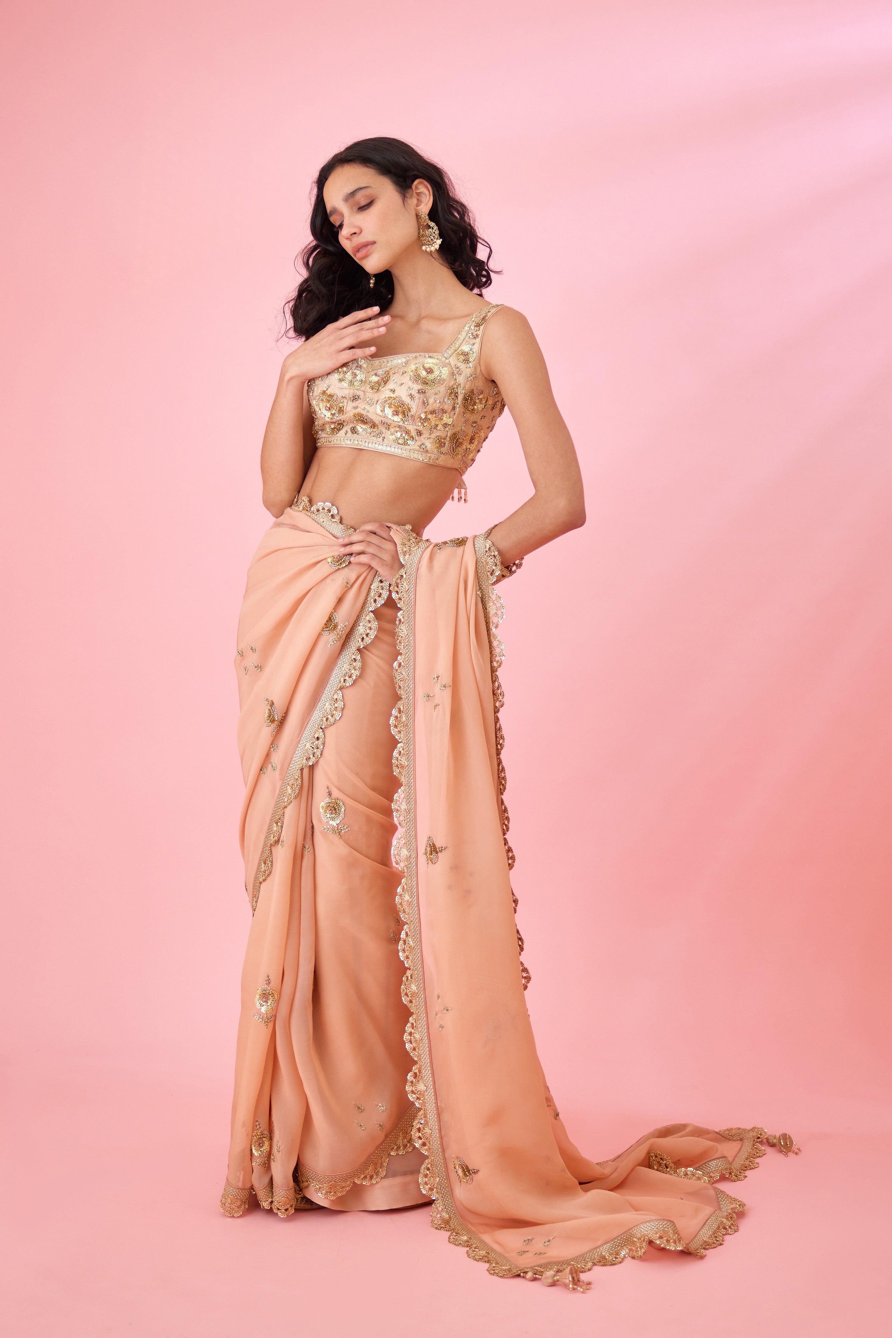 Blush Pink Saree Set