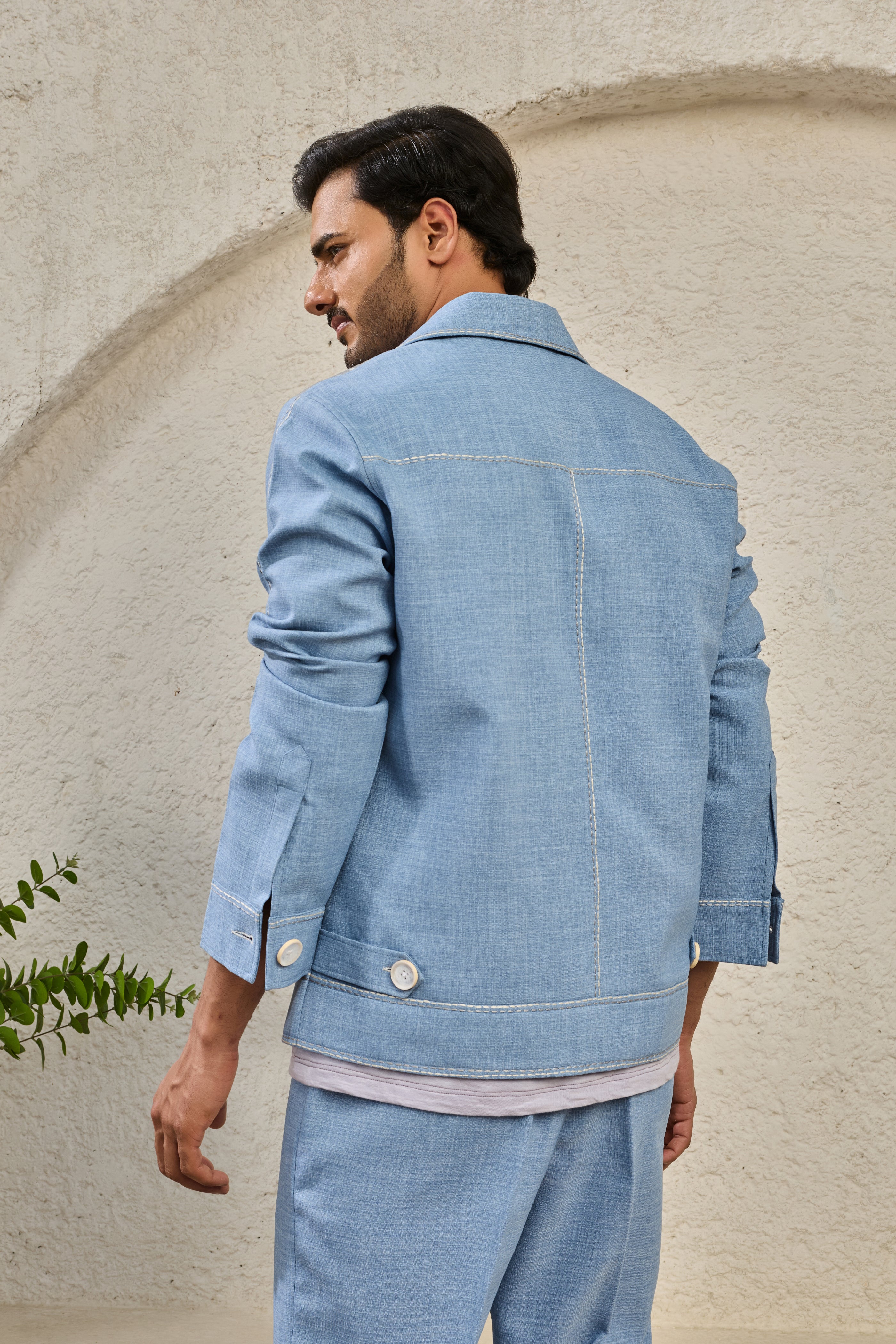 Ice Blue Paint Splash Shacket Set