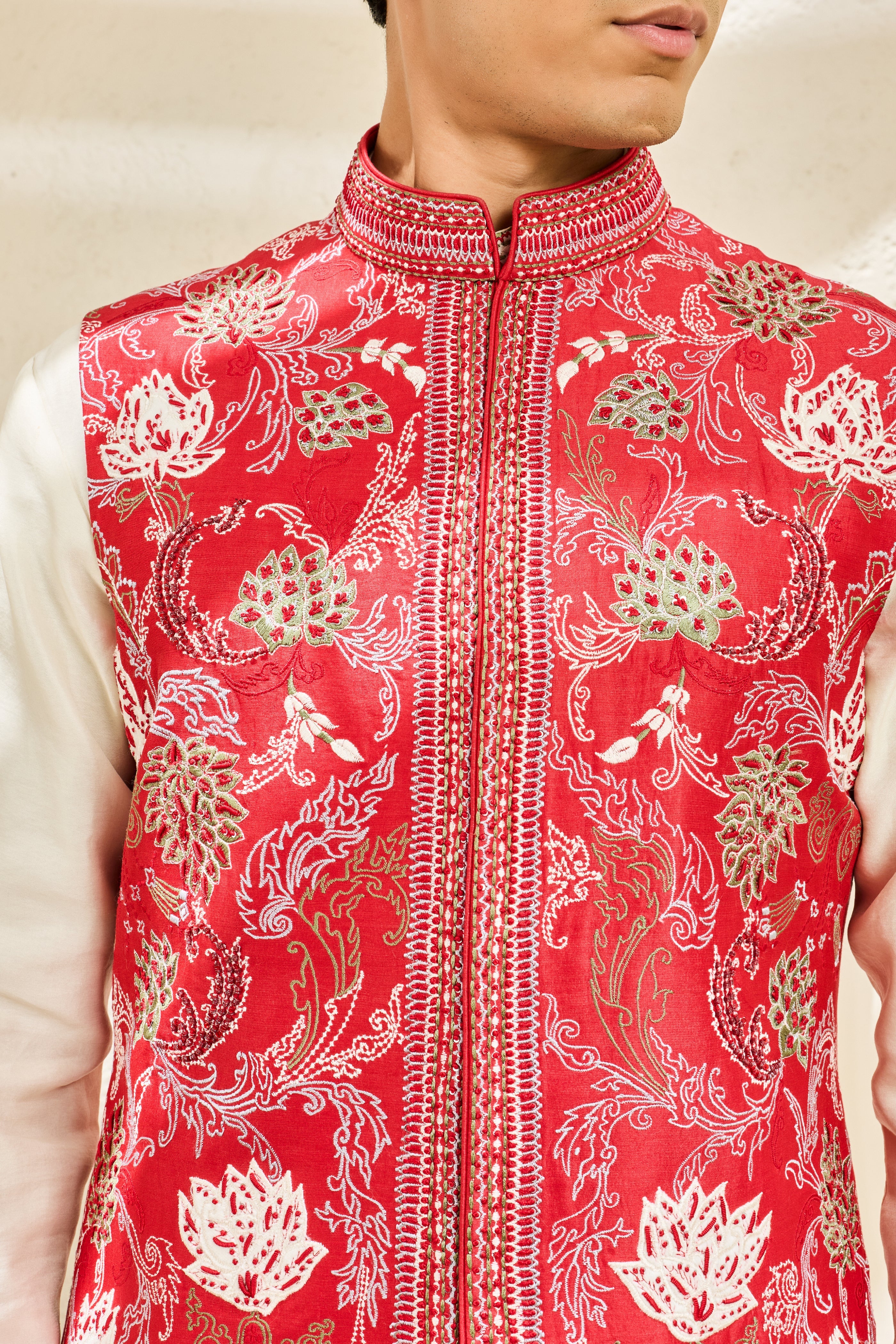 Scarlet Bloom Waistcoat Set