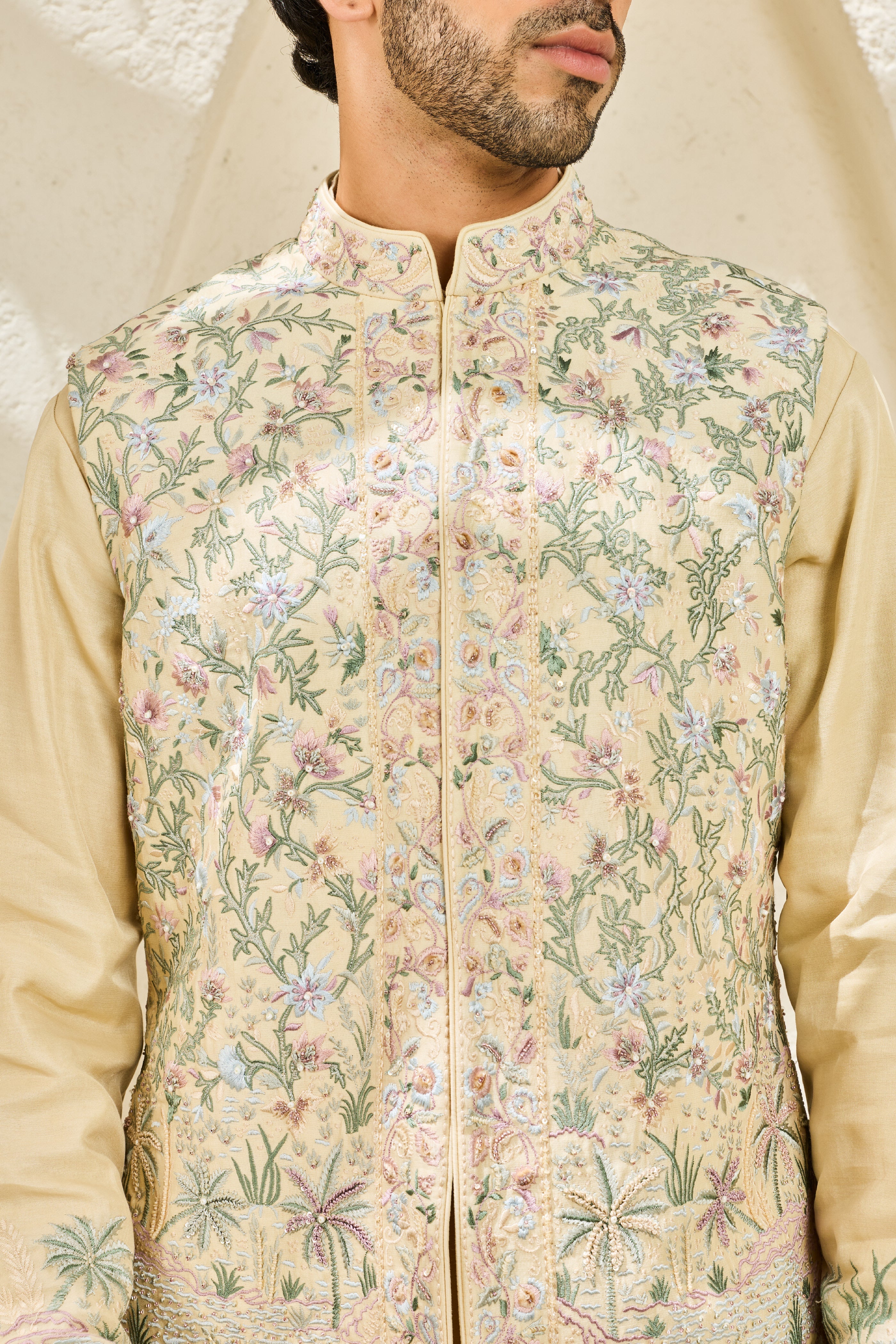 Beige Tropica Waistcoat Set