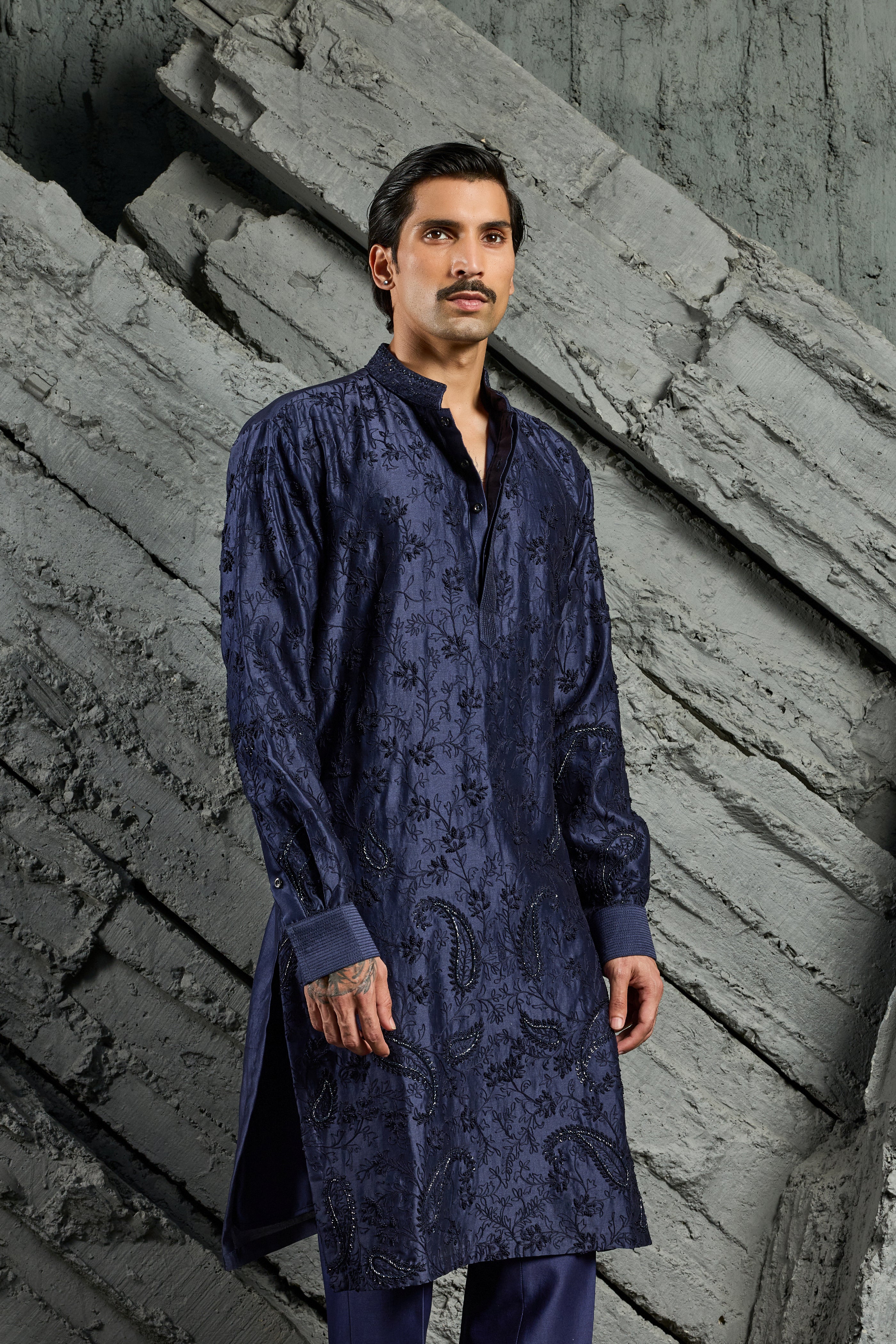 Azure Blossom Embroidered Kurta Set