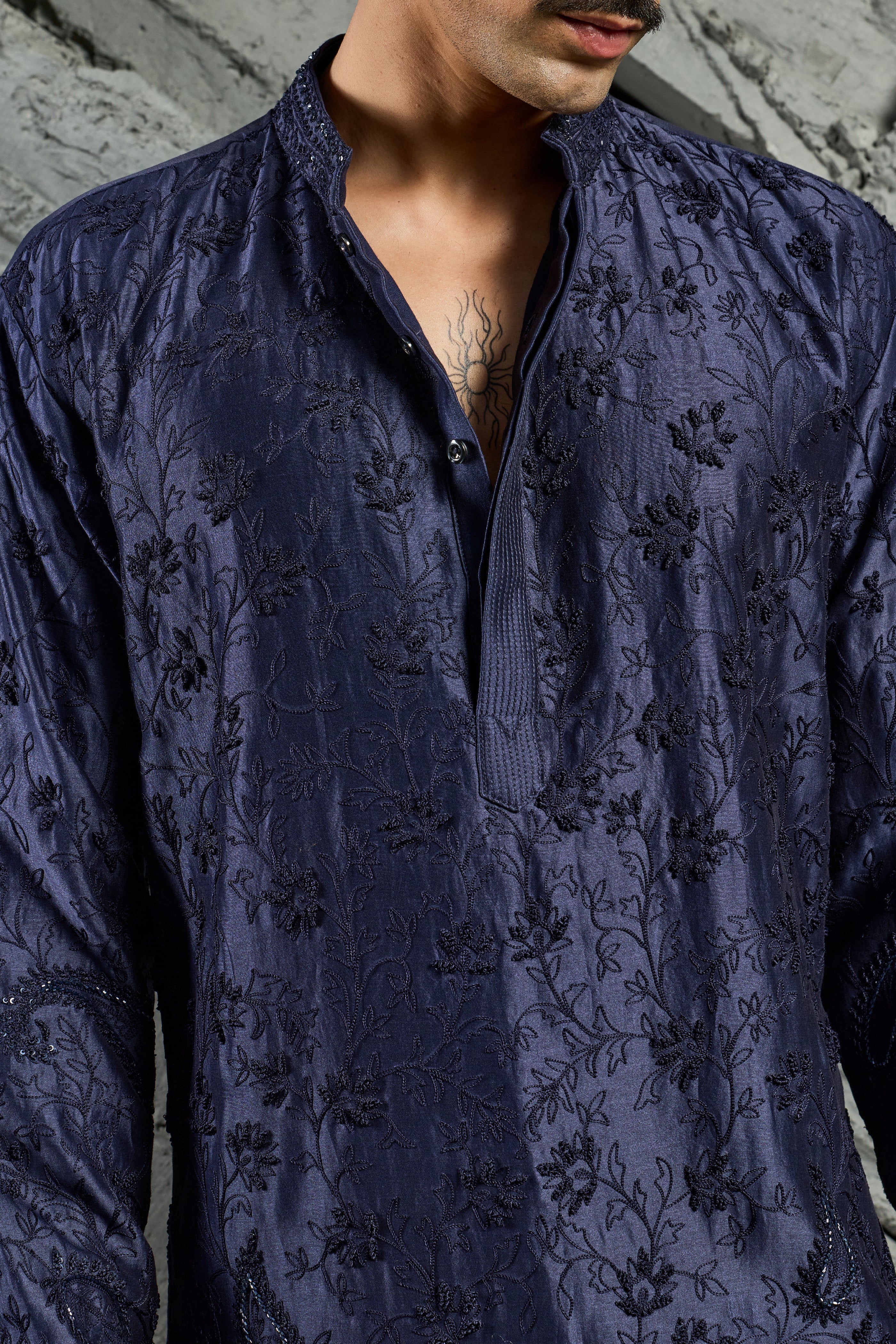 Azure Blossom Embroidered Kurta Set