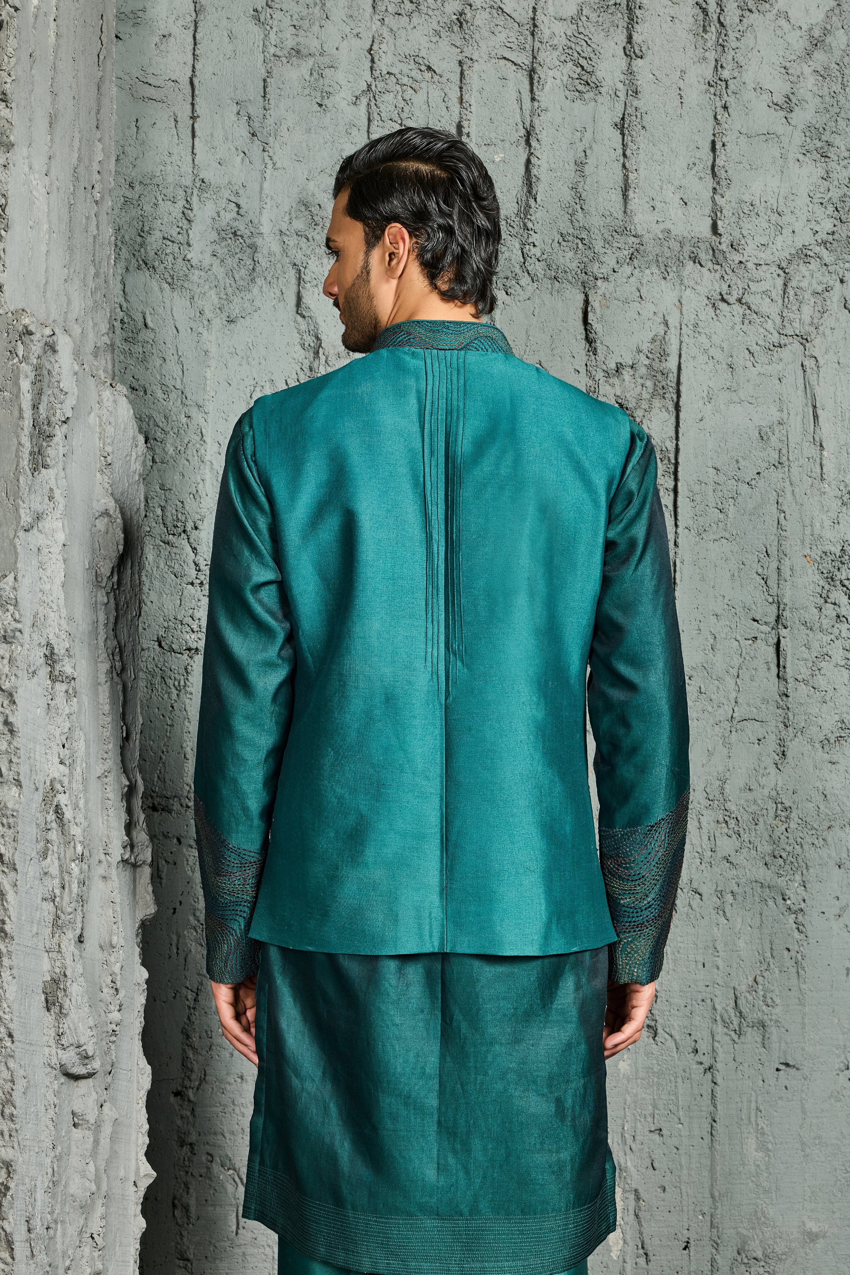 Green Wave Waistcoat Set