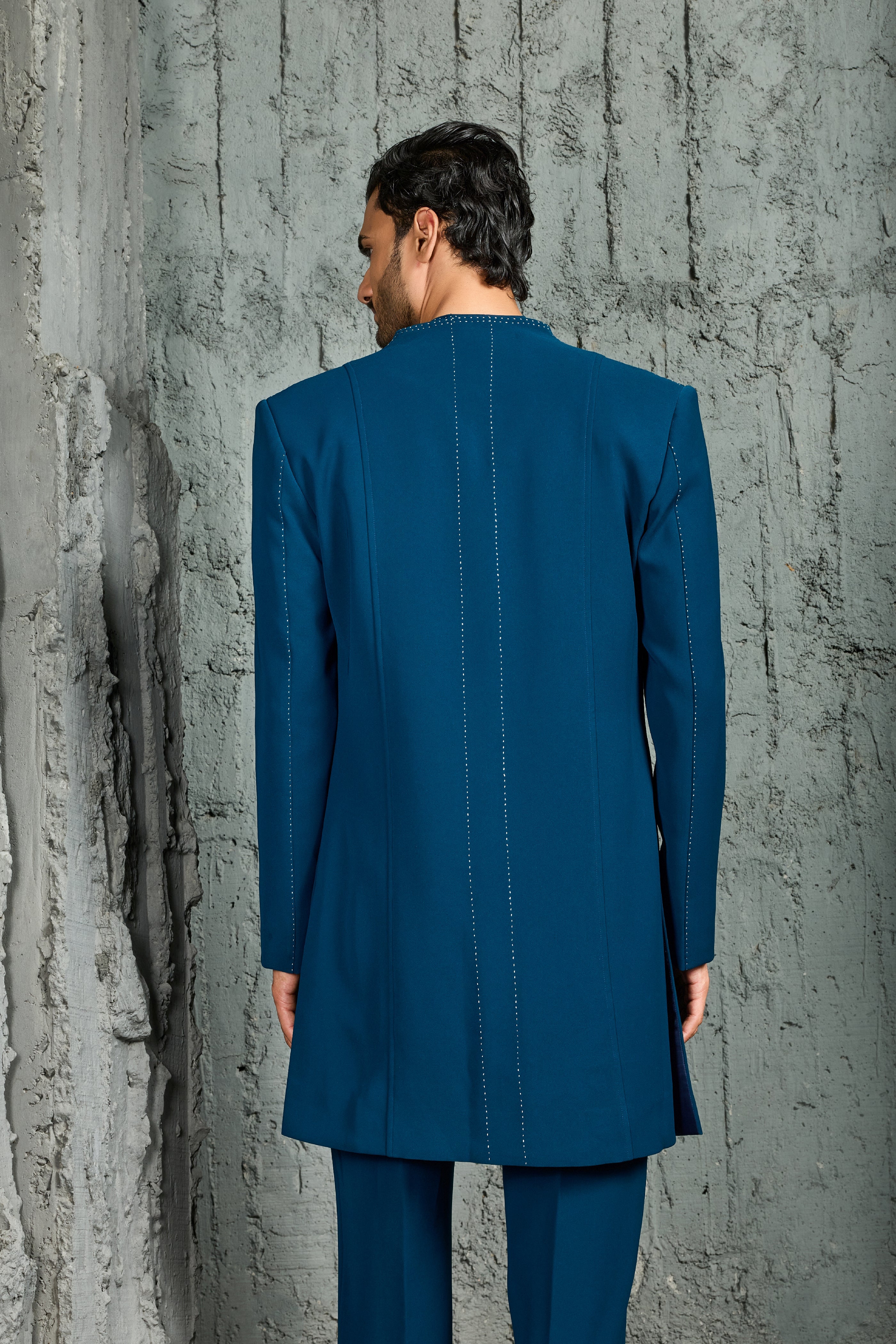Teal Vogue Indowestern Set