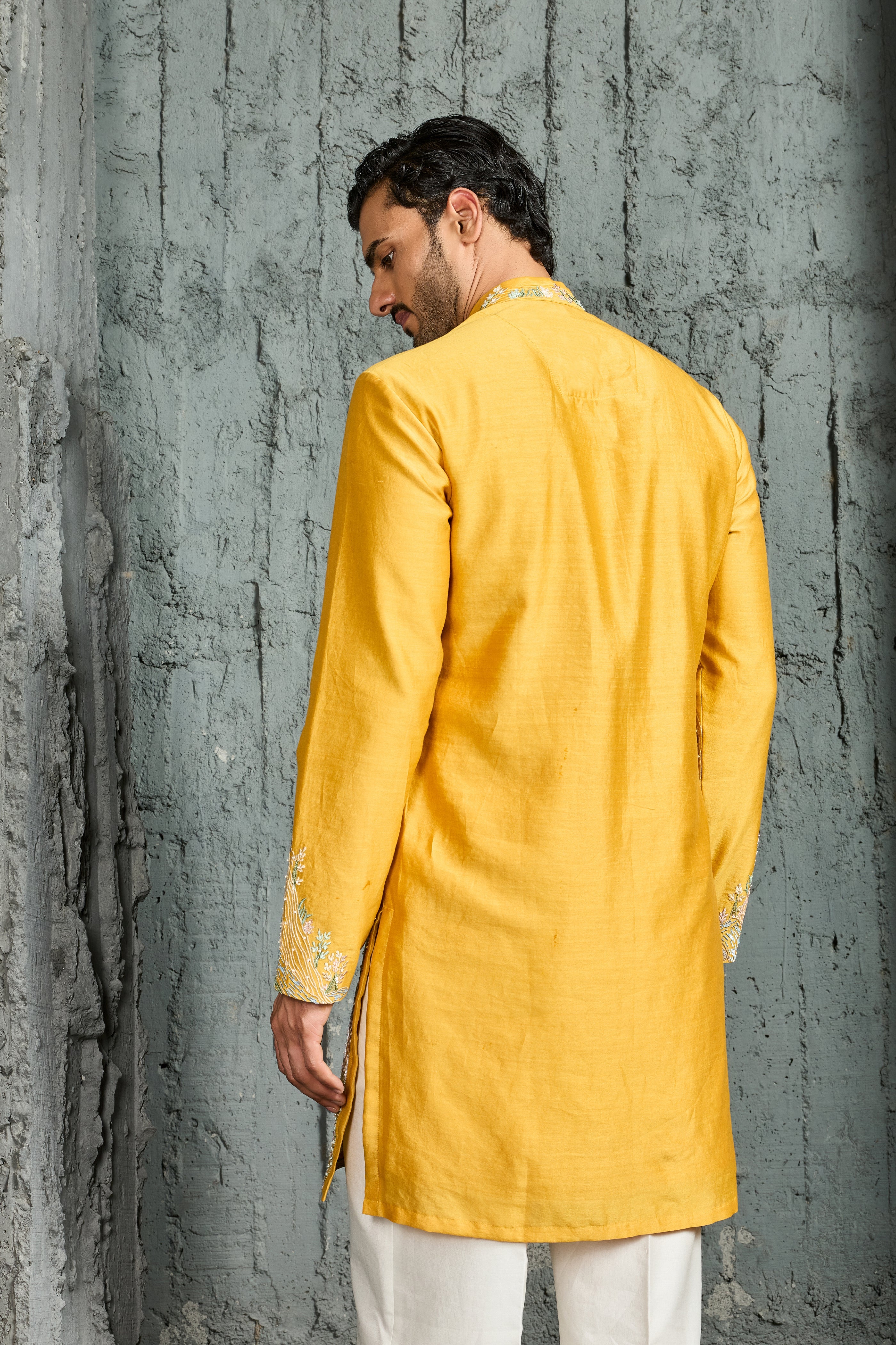 Yellow Gulrang Ridge Kurta Set