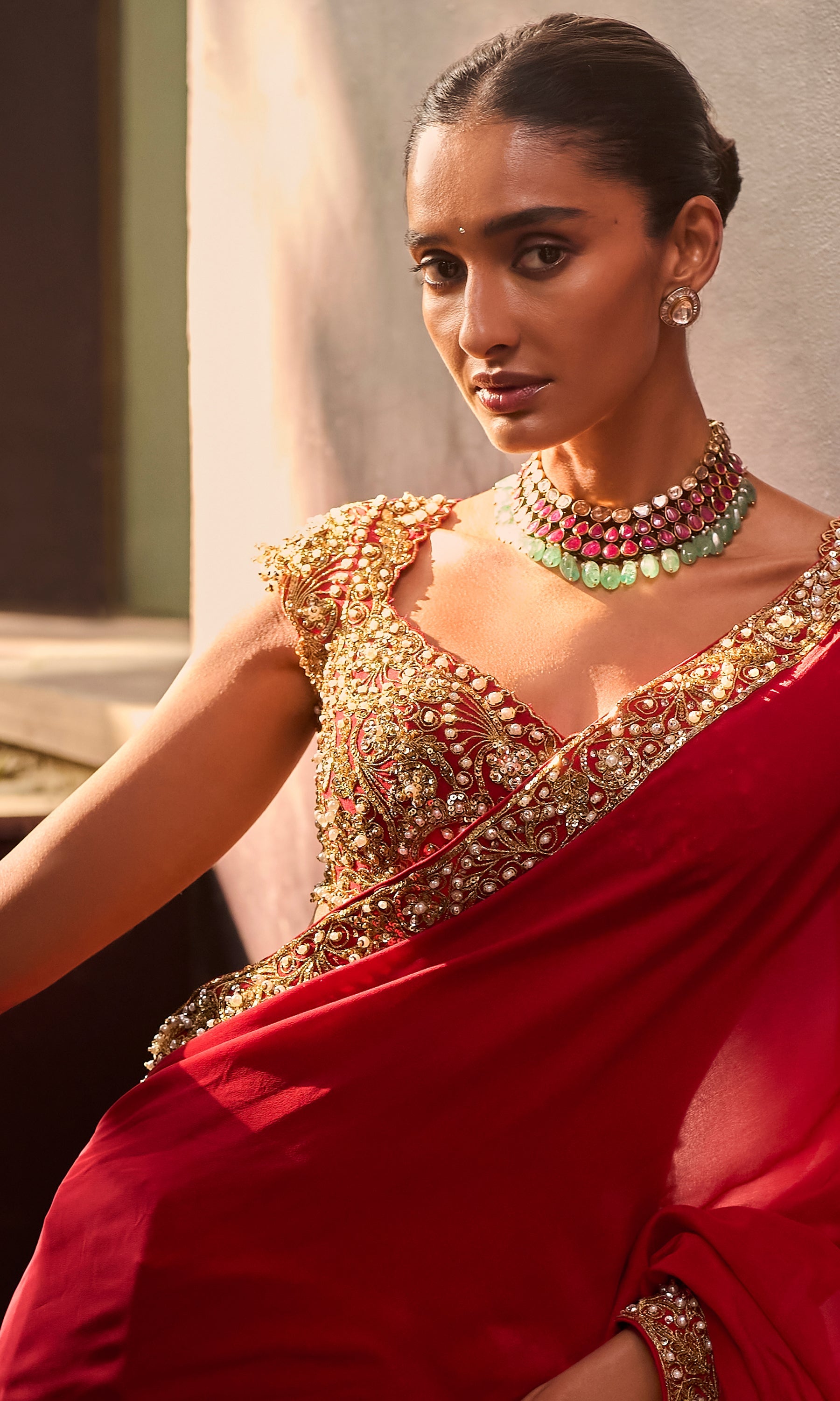 Red Saree Set