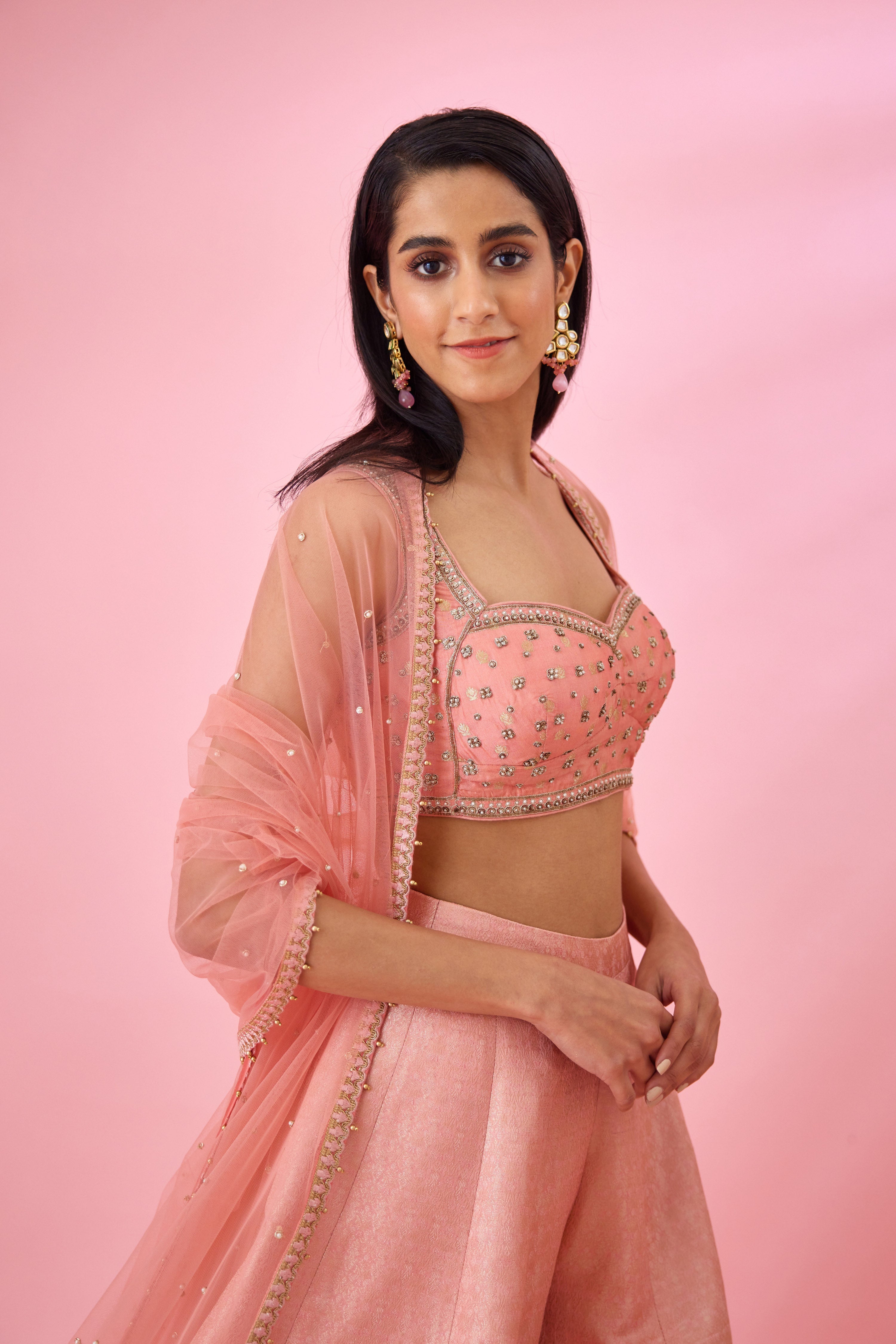 Peach Pink Sharara Set