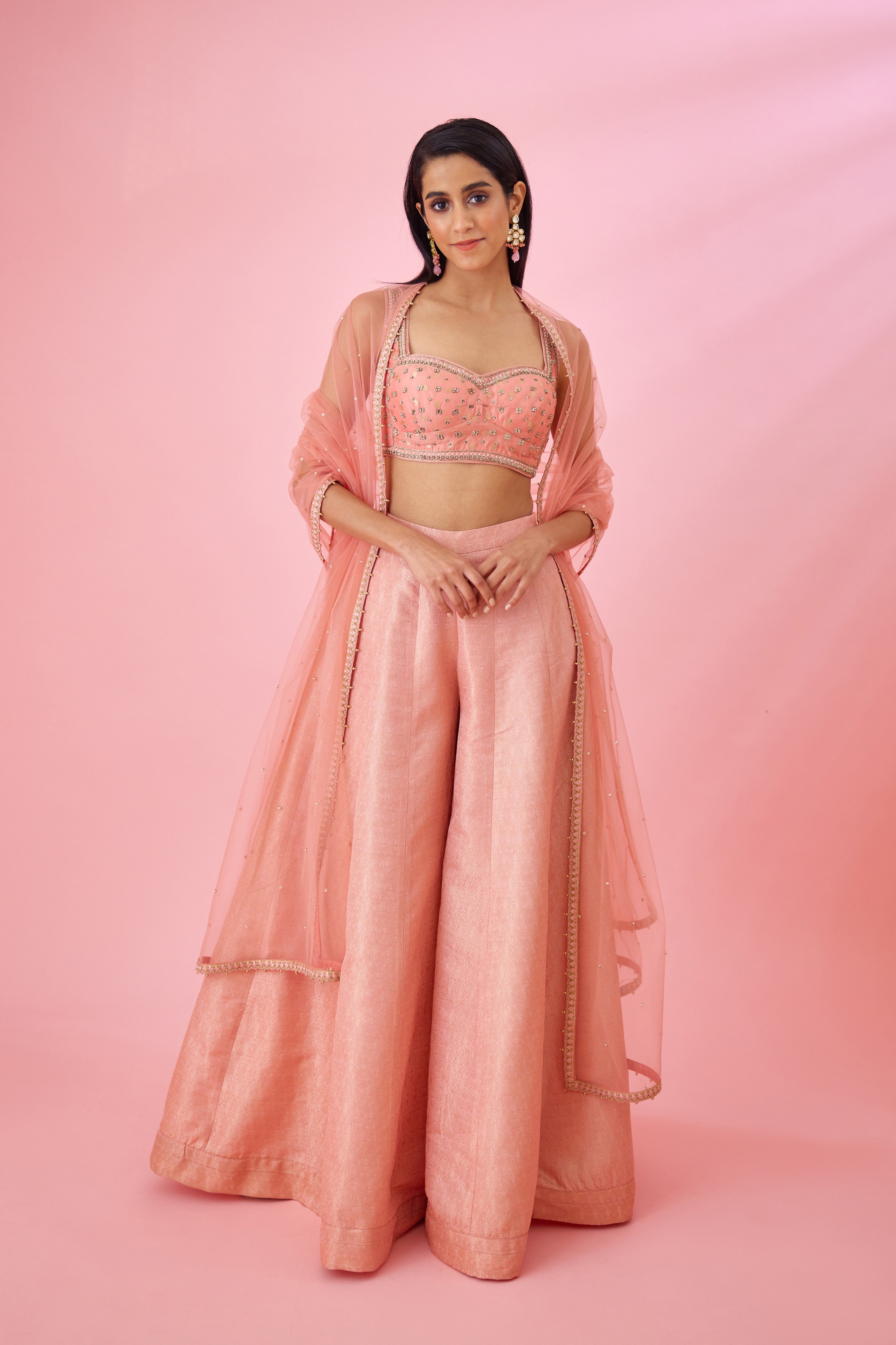 Peach Pink Sharara Set