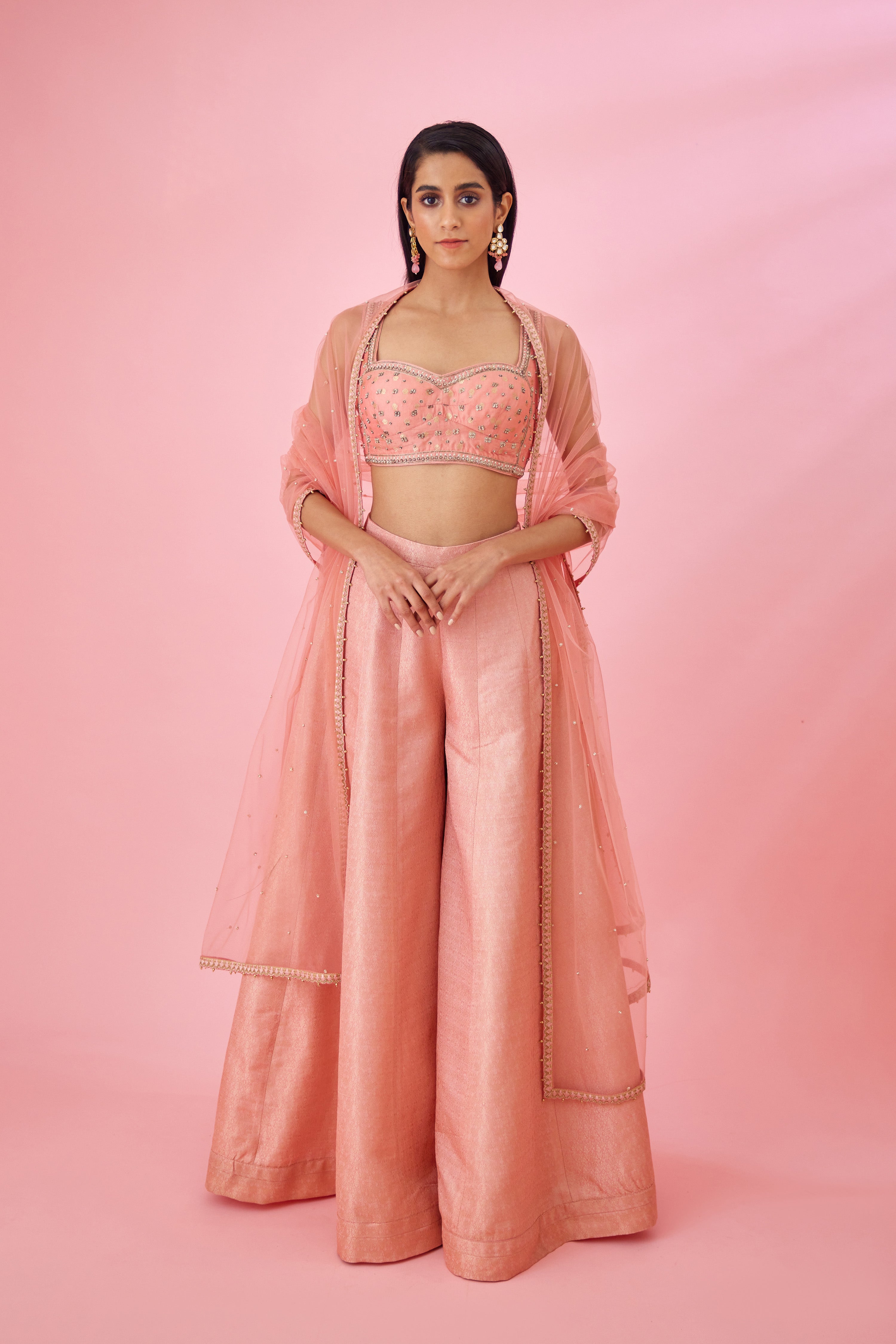 Peach Pink Sharara Set