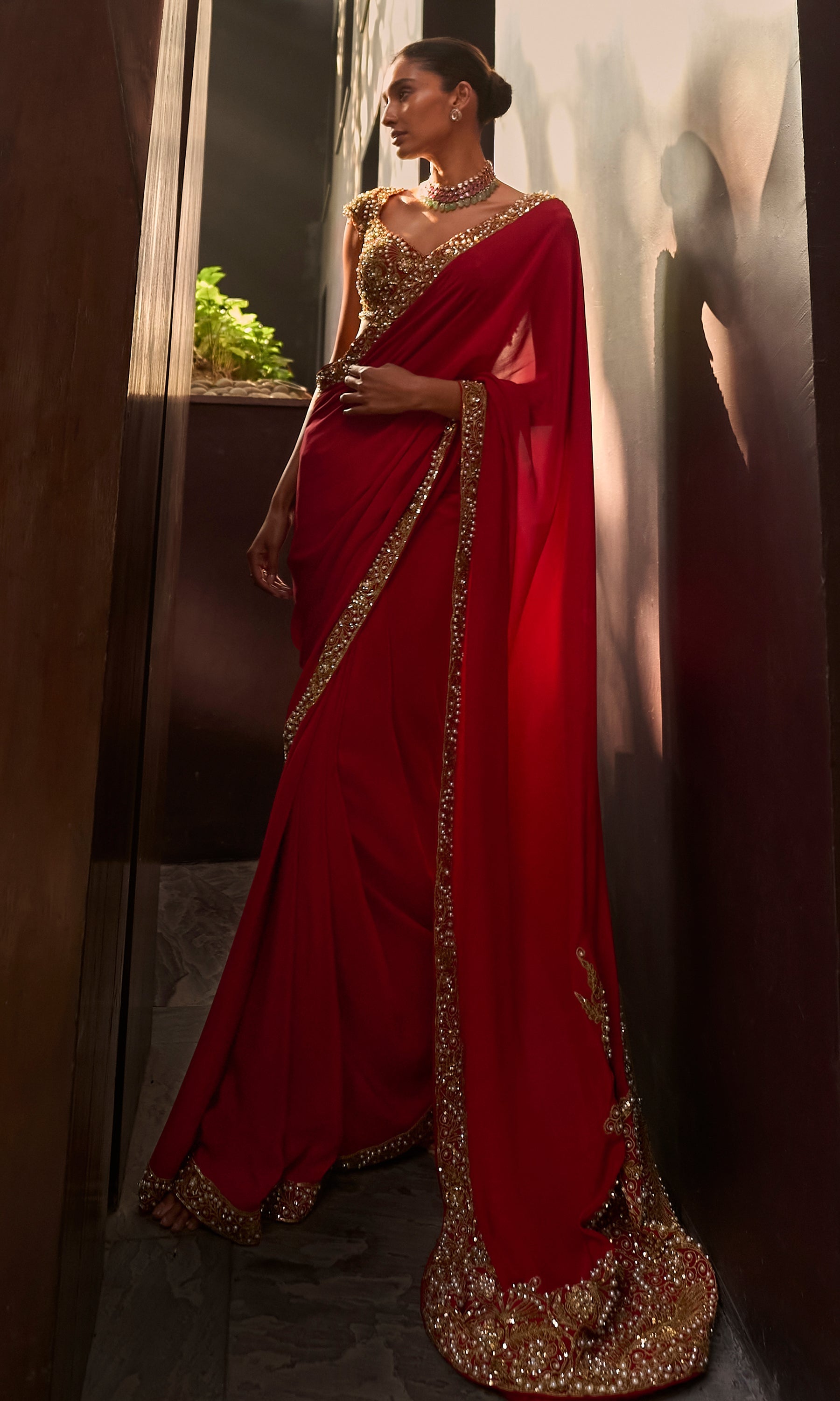 Red Saree Set