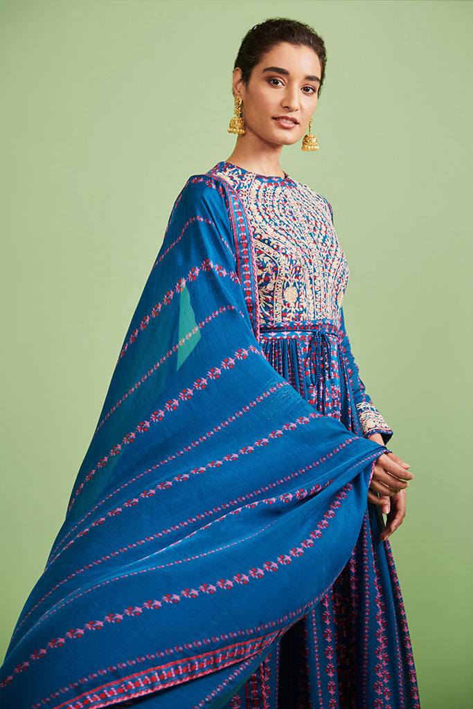 Teal Blue Anarkali Set